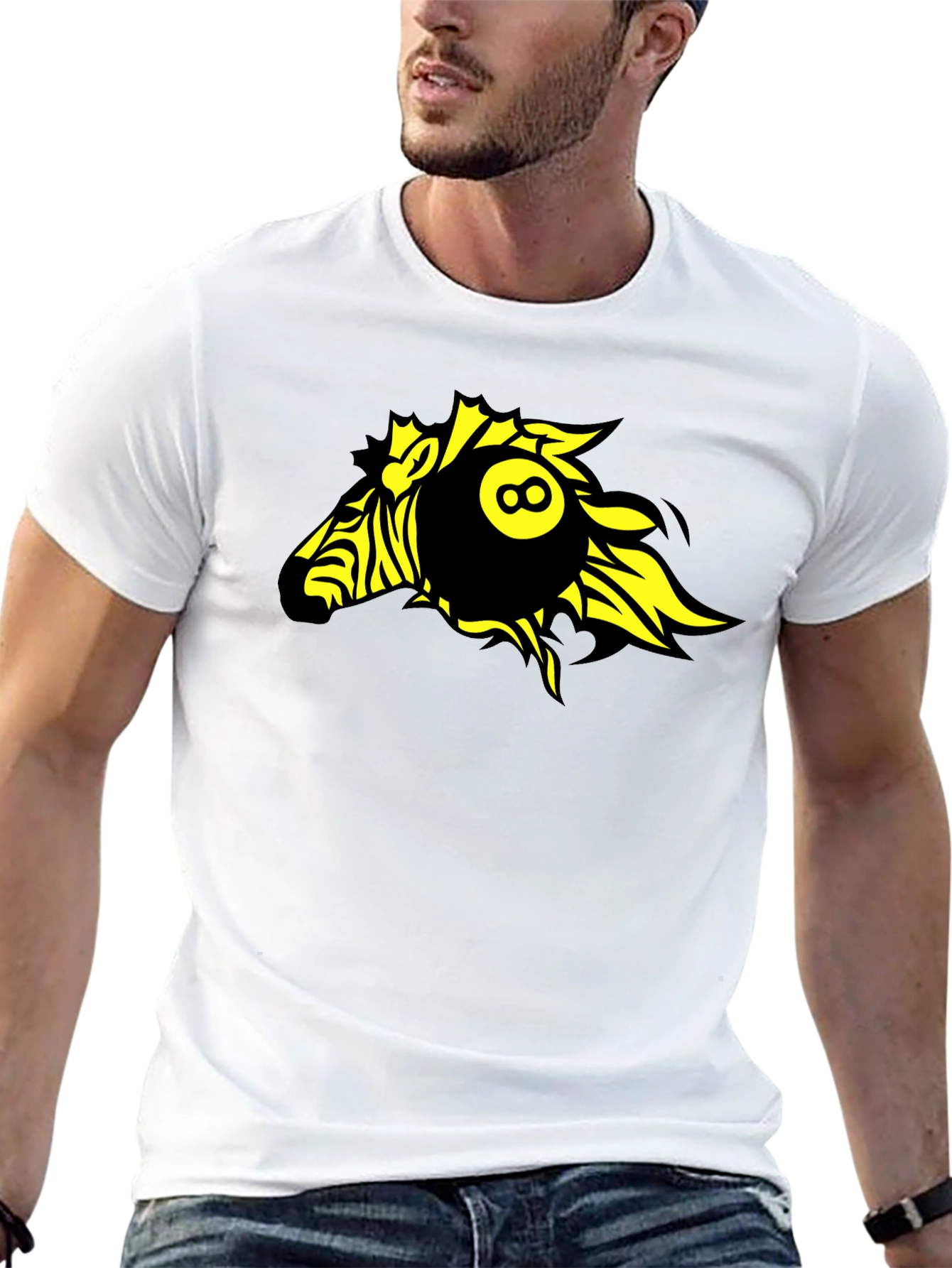 Black Zebra 8-Ball Graphic T-Shirt - Bold Design view 13