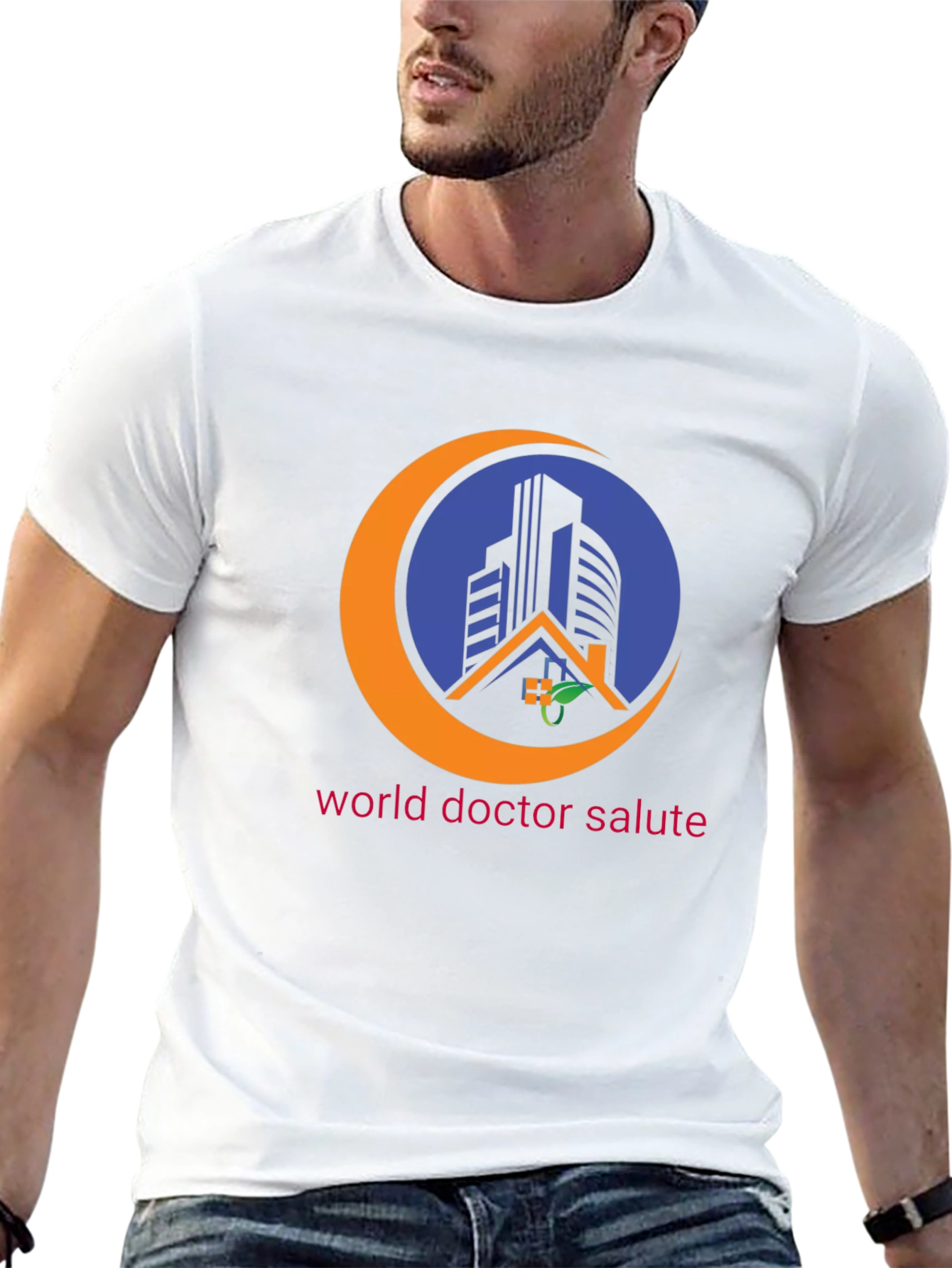 Black World Doctor Salute Black T-Shirt view 13