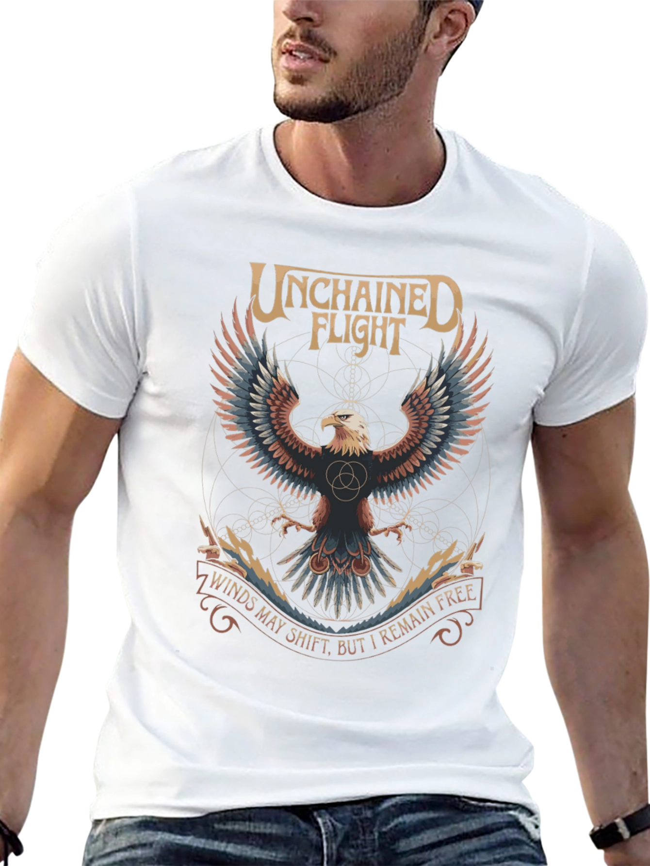 Black Unchained Flight Eagle Graphic Tee - Black view 13