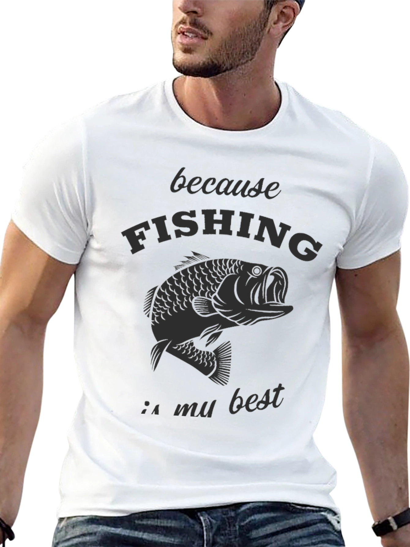 Black Fishing is My Best T-Shirt, Bass Graphic Tee, Men's Black Shirt view 13