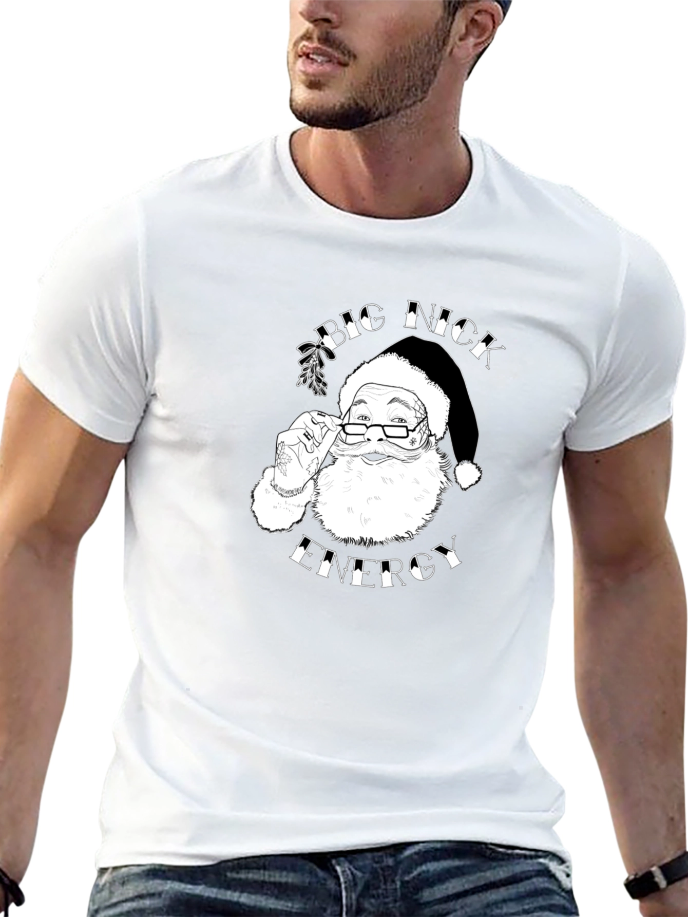 Black Big Nick Energy Santa T-Shirt - Christmas Humor Tee view 13