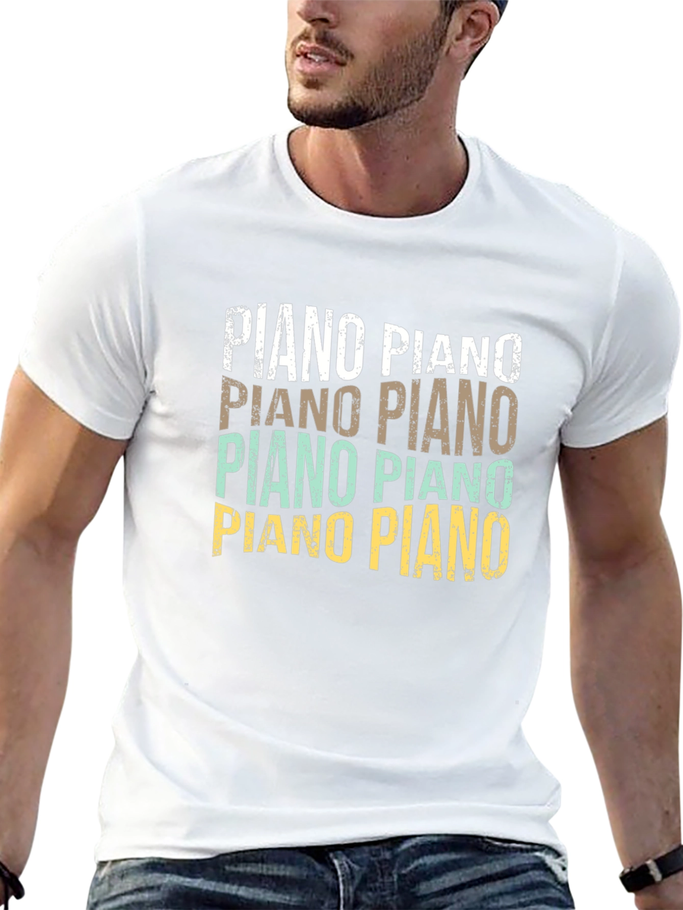 Black Piano Retro Style T-Shirt view 13