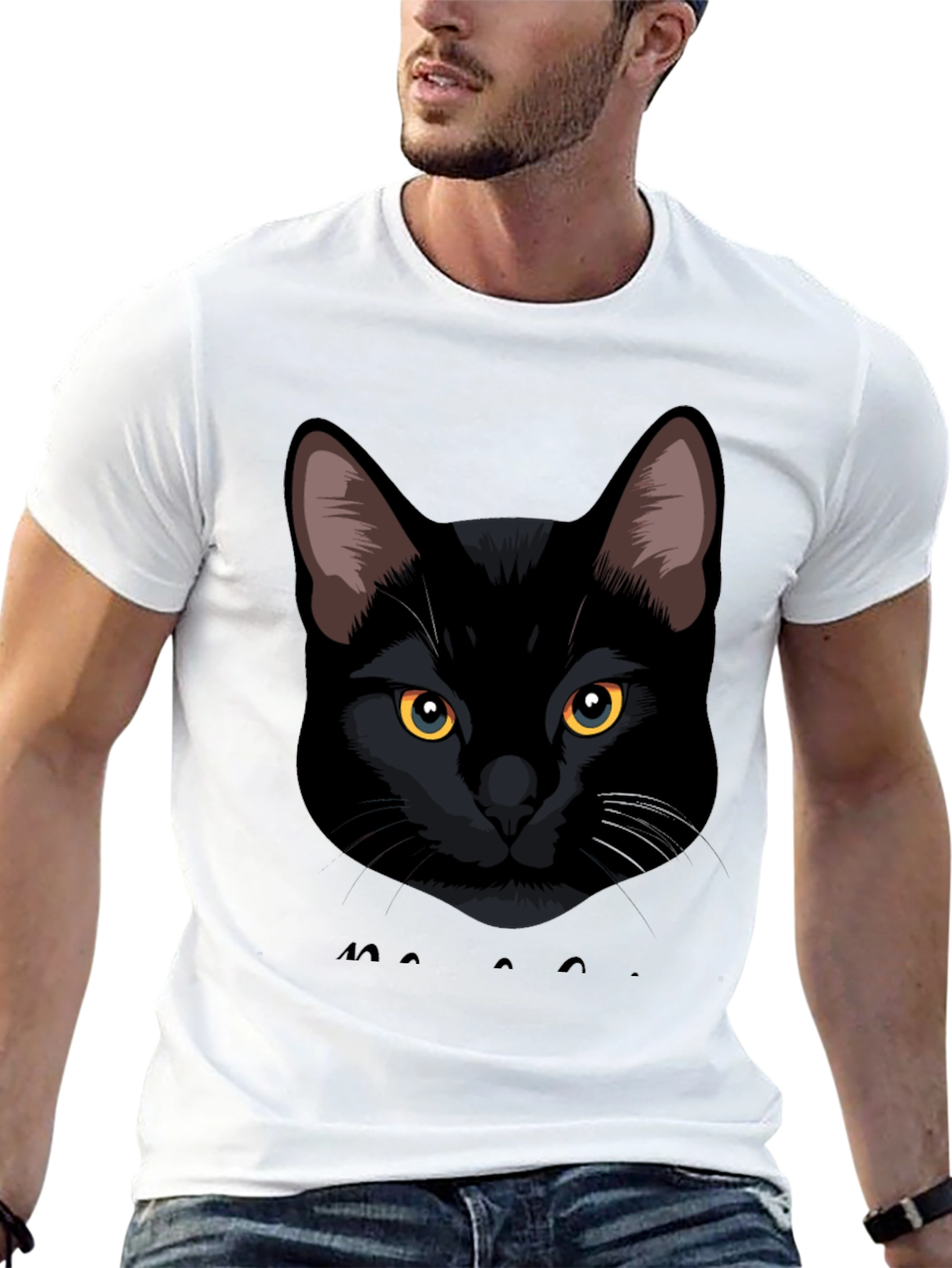 Black Black Cat Graphic Tee - Men's Casual T-Shirt view 13