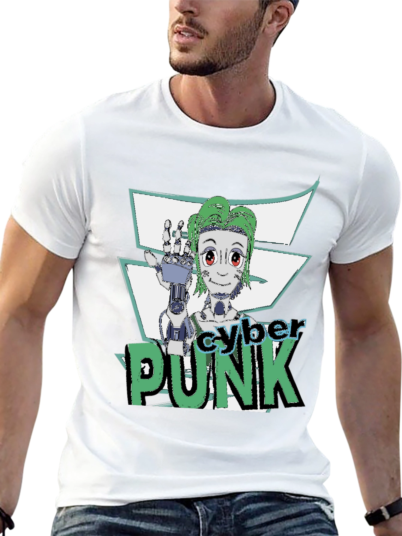 Black Cyberpunk Graphic Tee - Futuristic Style view 13