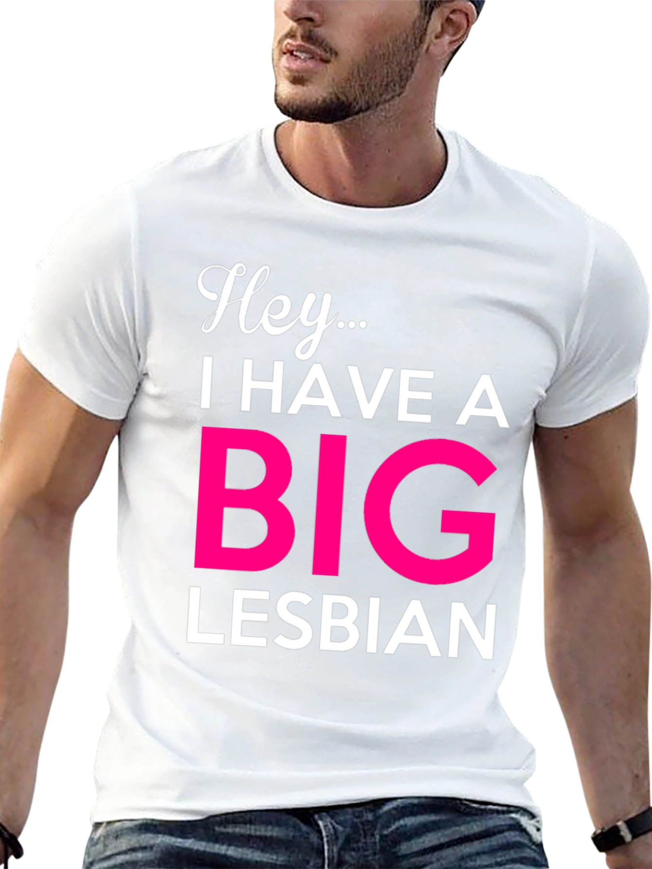Black Hey... Big Lesbian Novelty T-Shirt view 13
