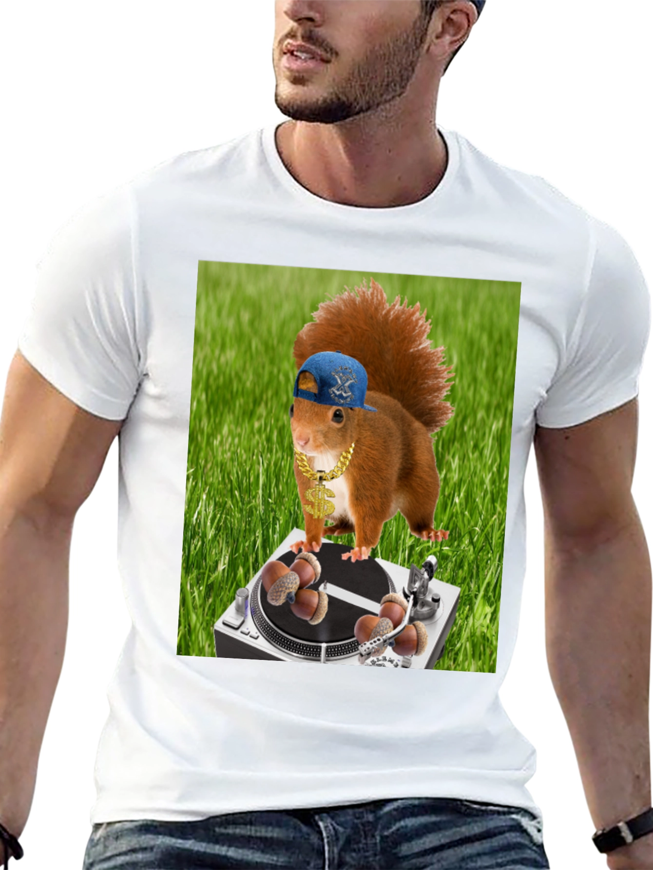 Black Funny Squirrel DJ T-Shirt - Party Animal view 13