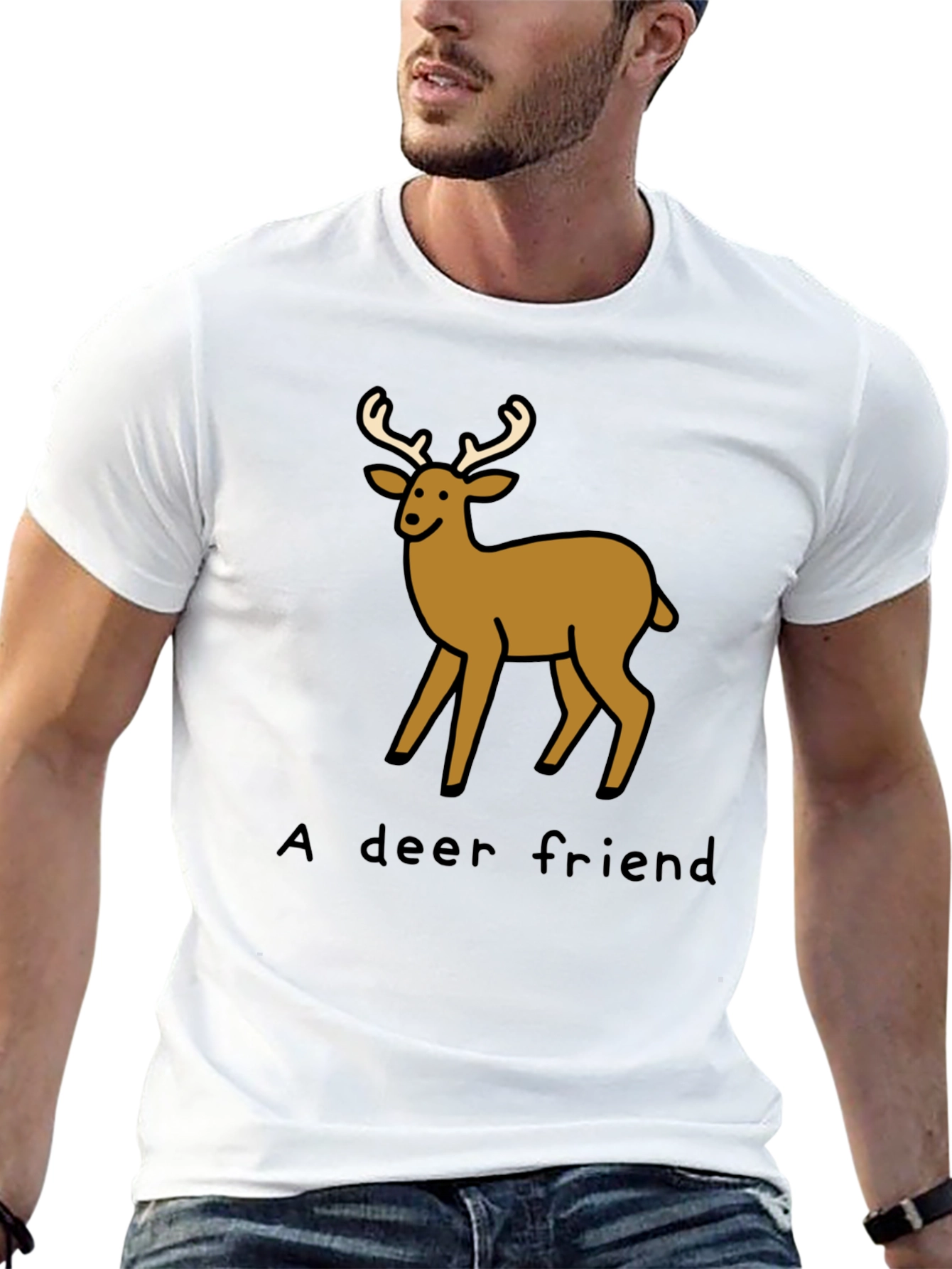 Black A Deer Friend Graphic Tee - Soft Black Cotton view 13