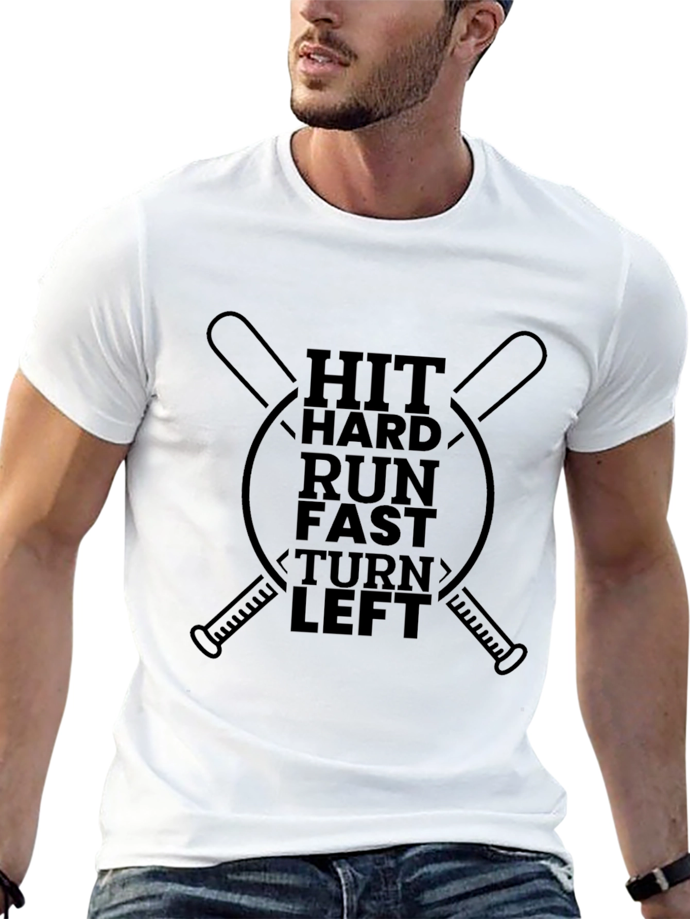 Black Baseball Hit Hard Run Fast T-Shirt view 13