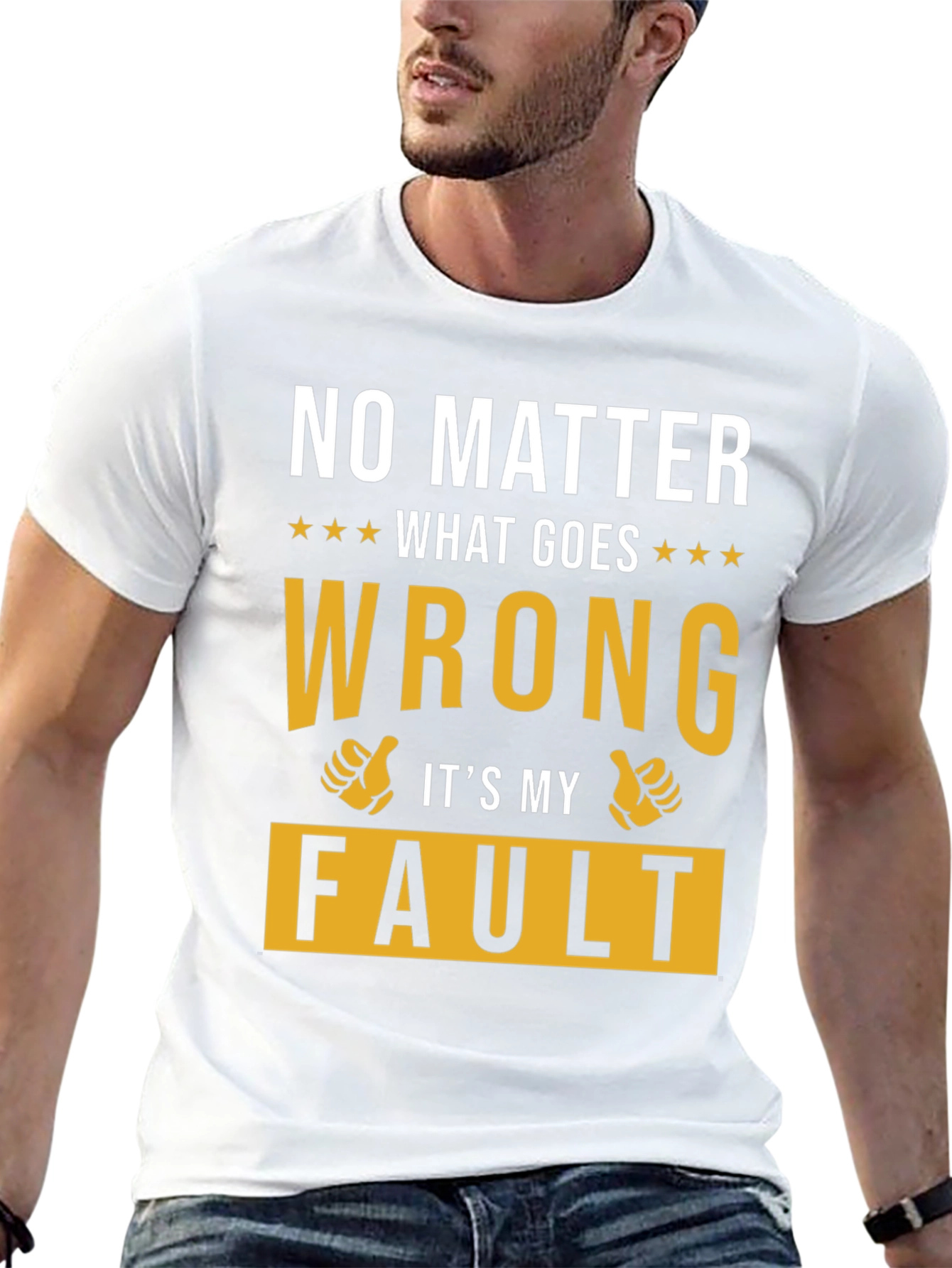 Black Funny Graphic T-Shirt - "It's My Fault" view 13