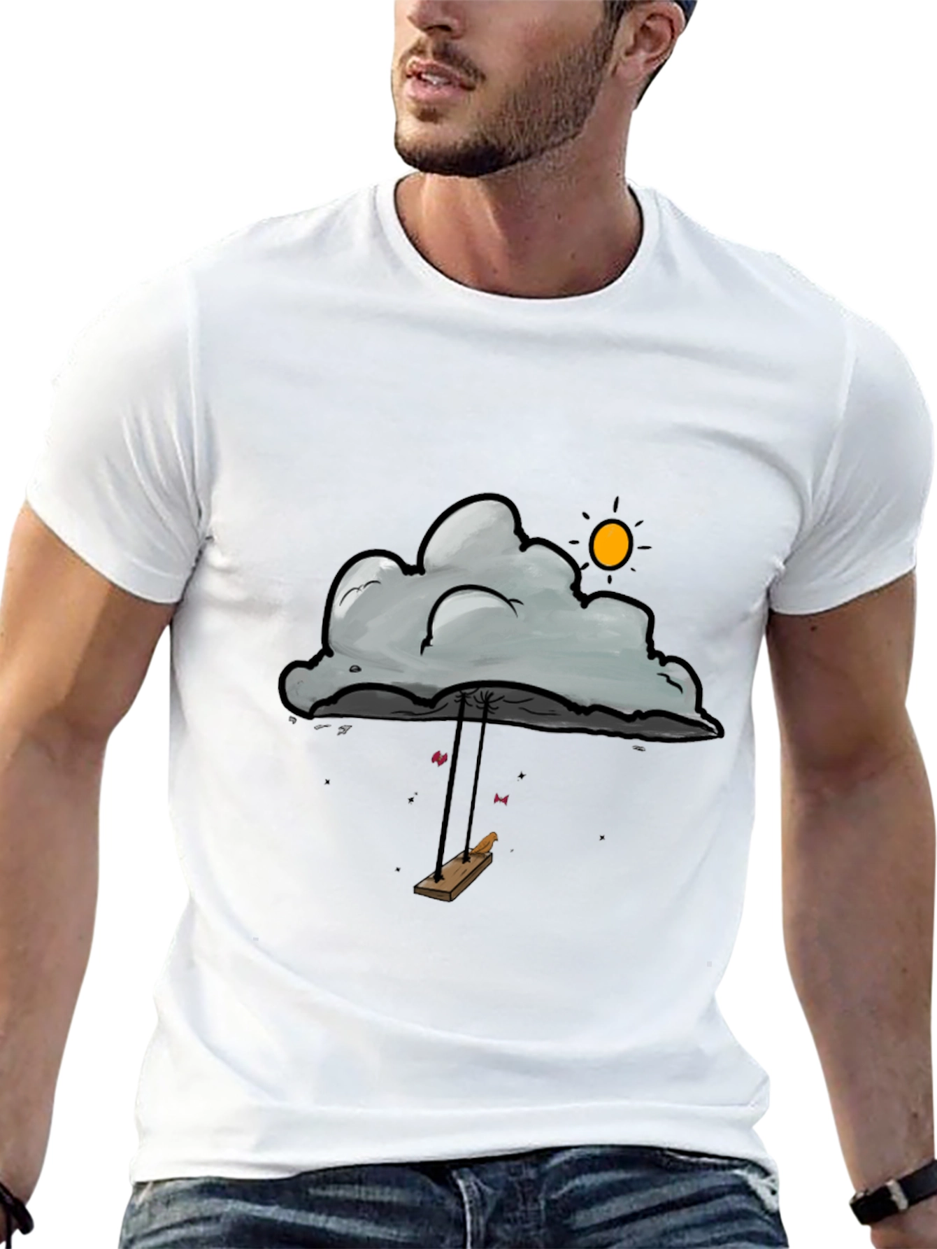 Black Cloud Swing Graphic T-Shirt - Unique Design view 13