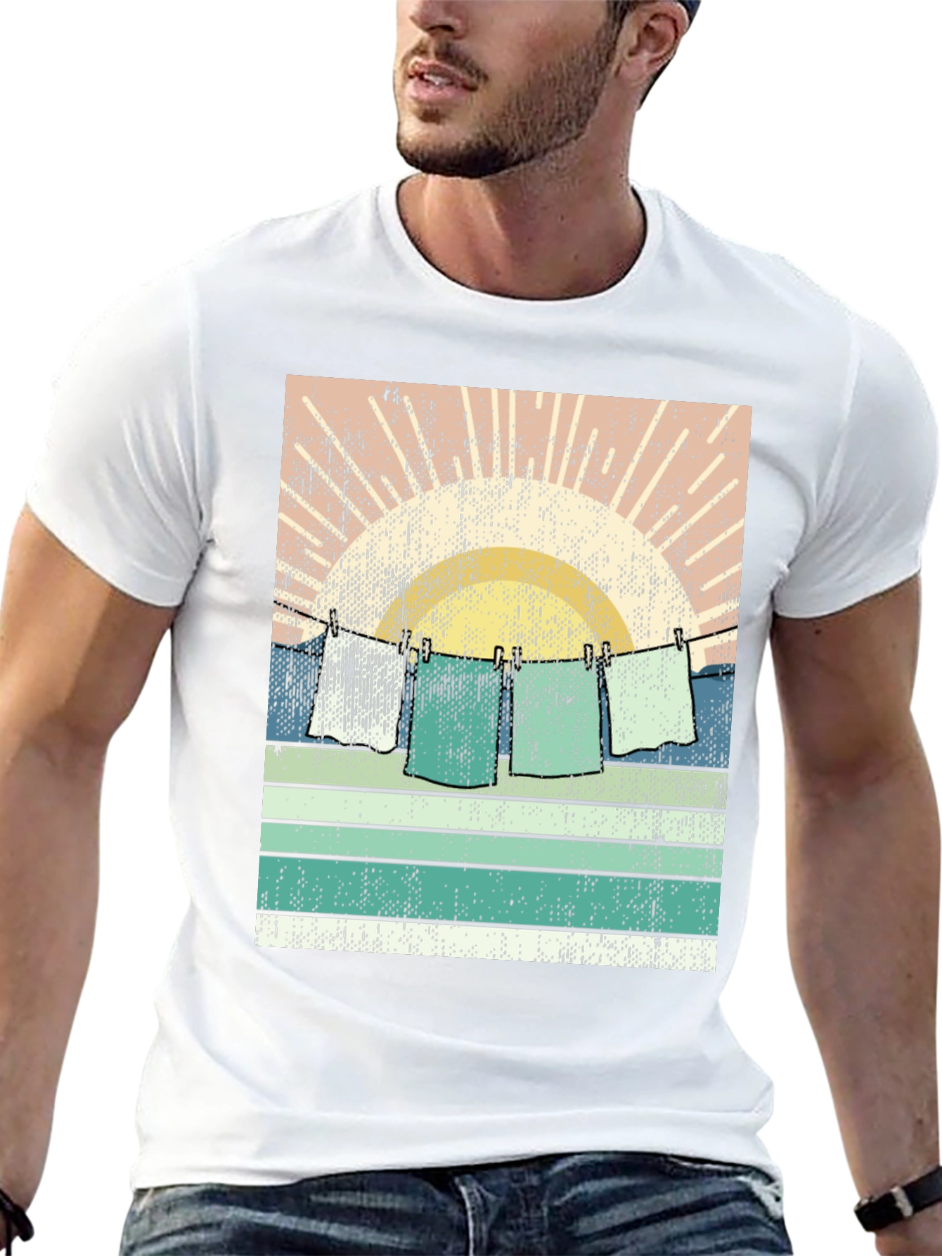 Black Retro Sunset Laundry T-Shirt view 13