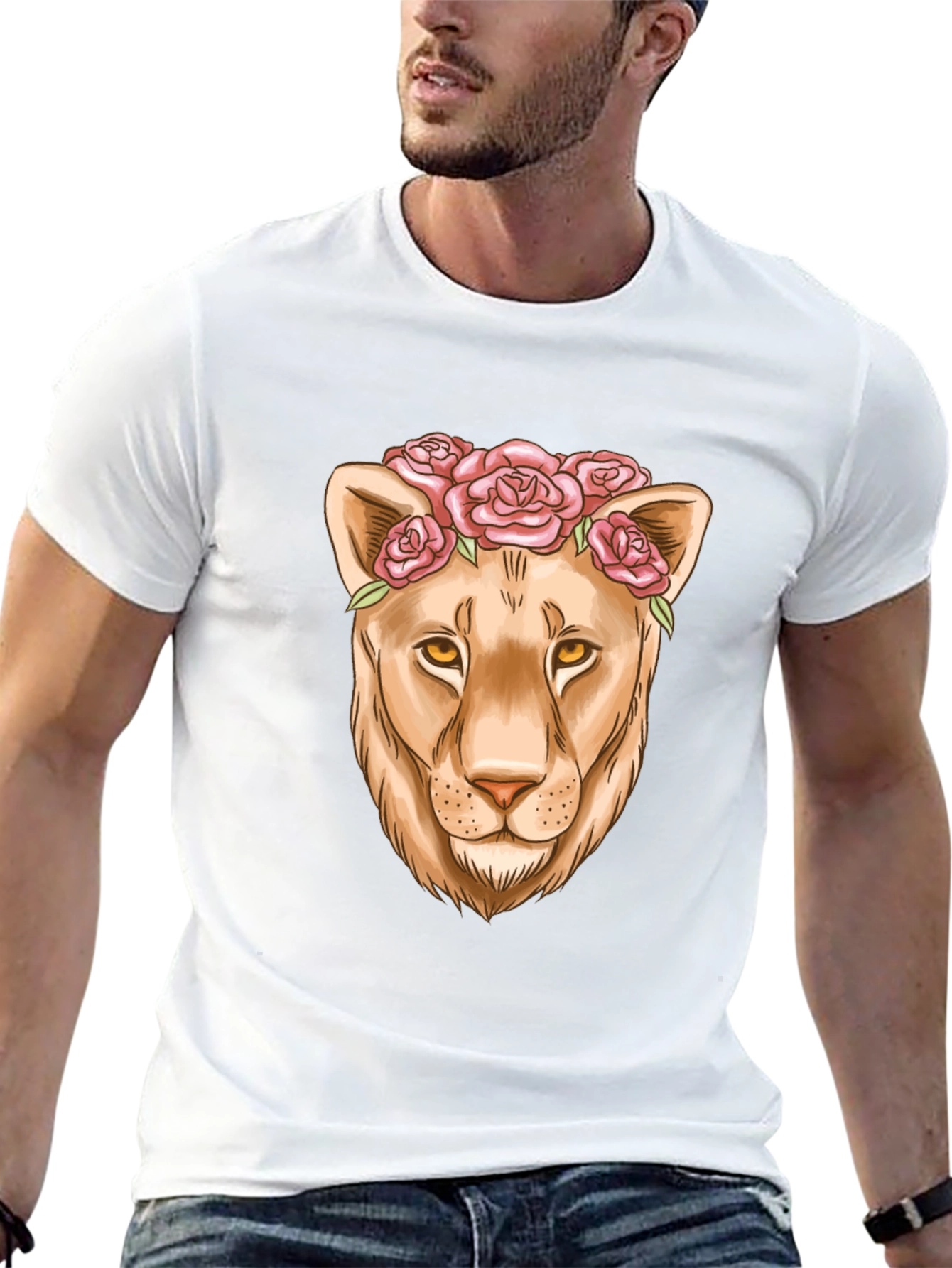Black Lioness Flower Crown Graphic Tee - Black view 13