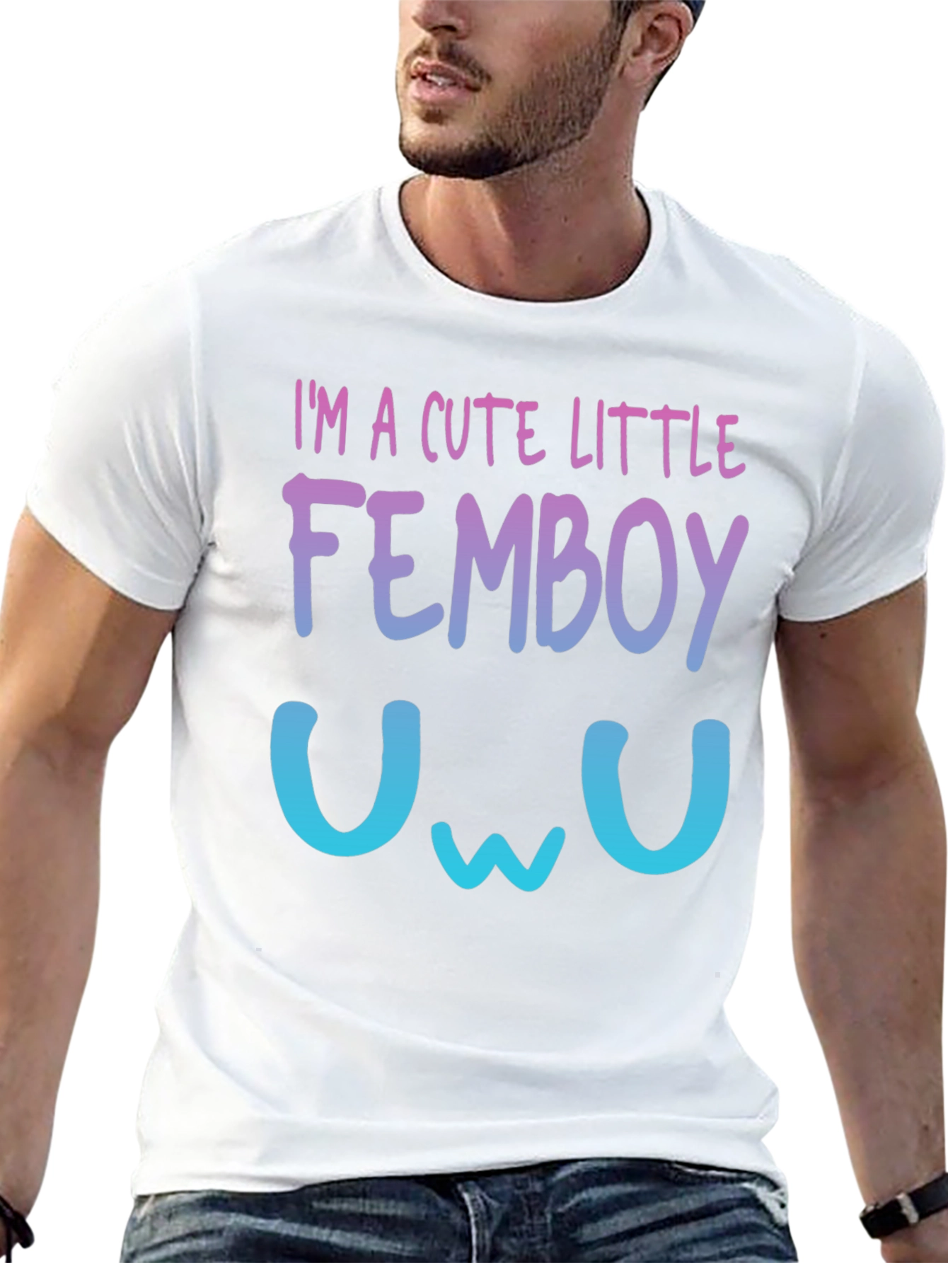 Black Cute Little Femboy T-Shirt - Gradient Design view 13