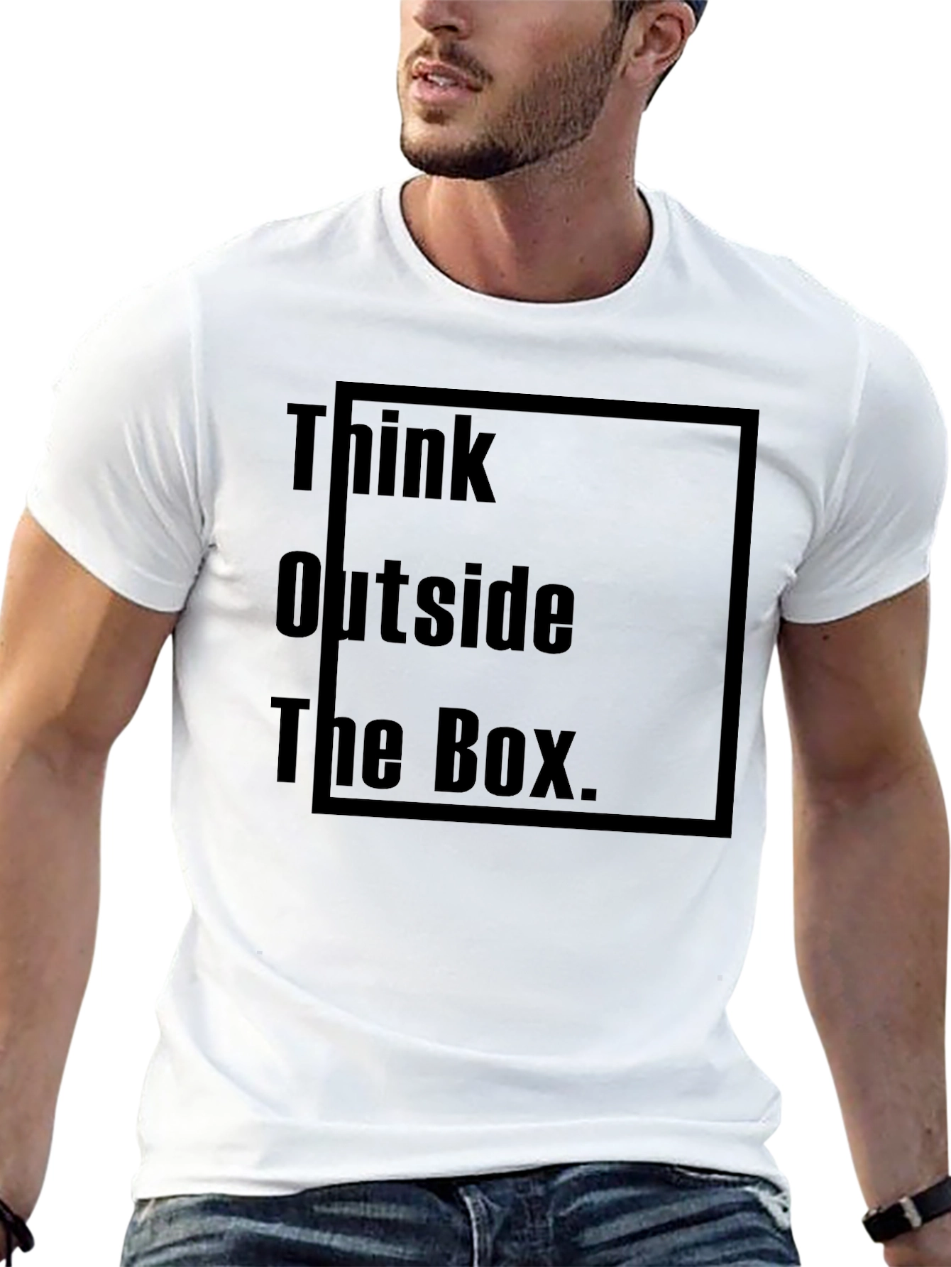 Black Think Outside the Box Black Graphic Tee view 13