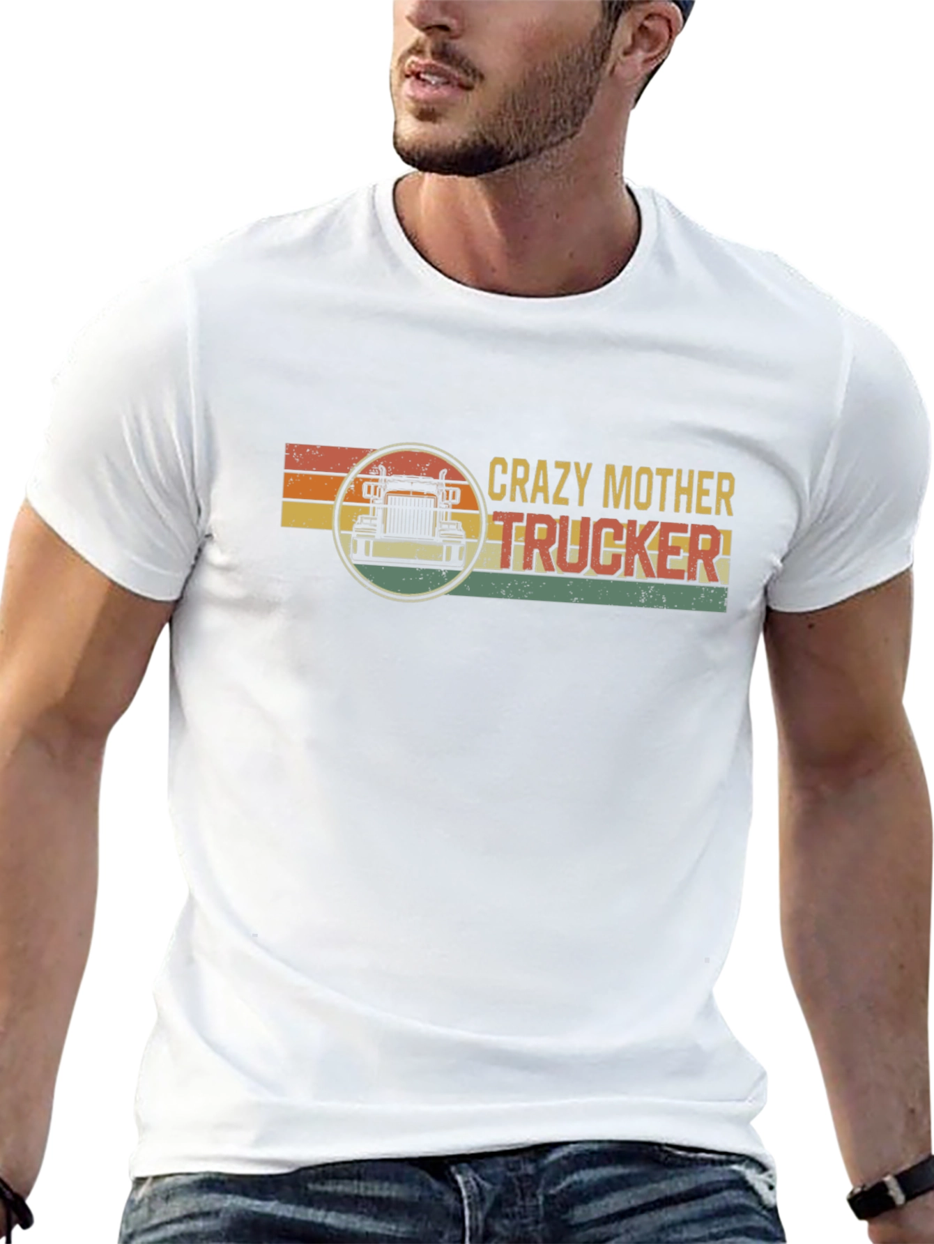 Black Crazy Mother Trucker T-Shirt - Vintage Style view 13