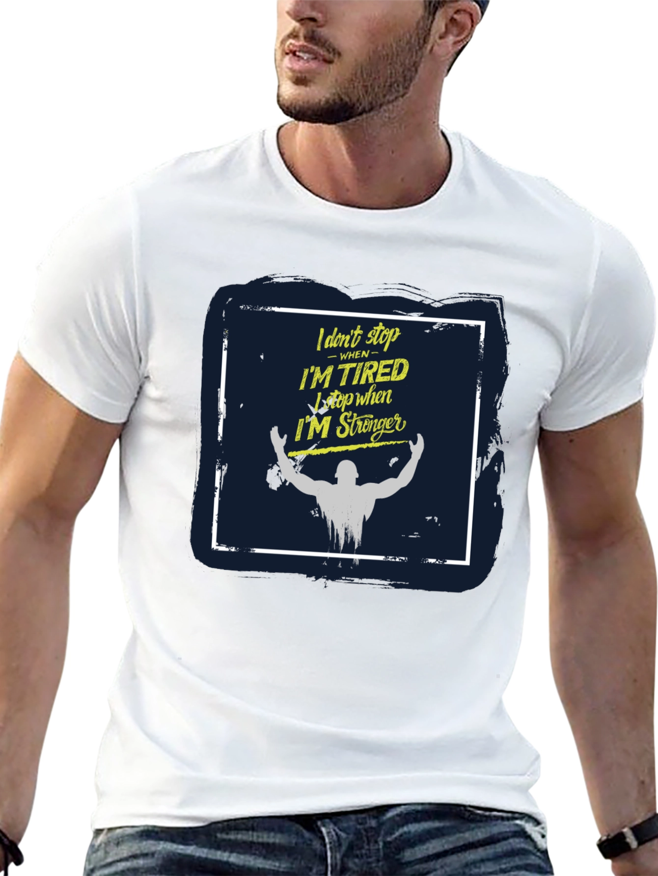 Black Motivational Workout T-Shirt - I Don't Stop When I'm Tired view 13