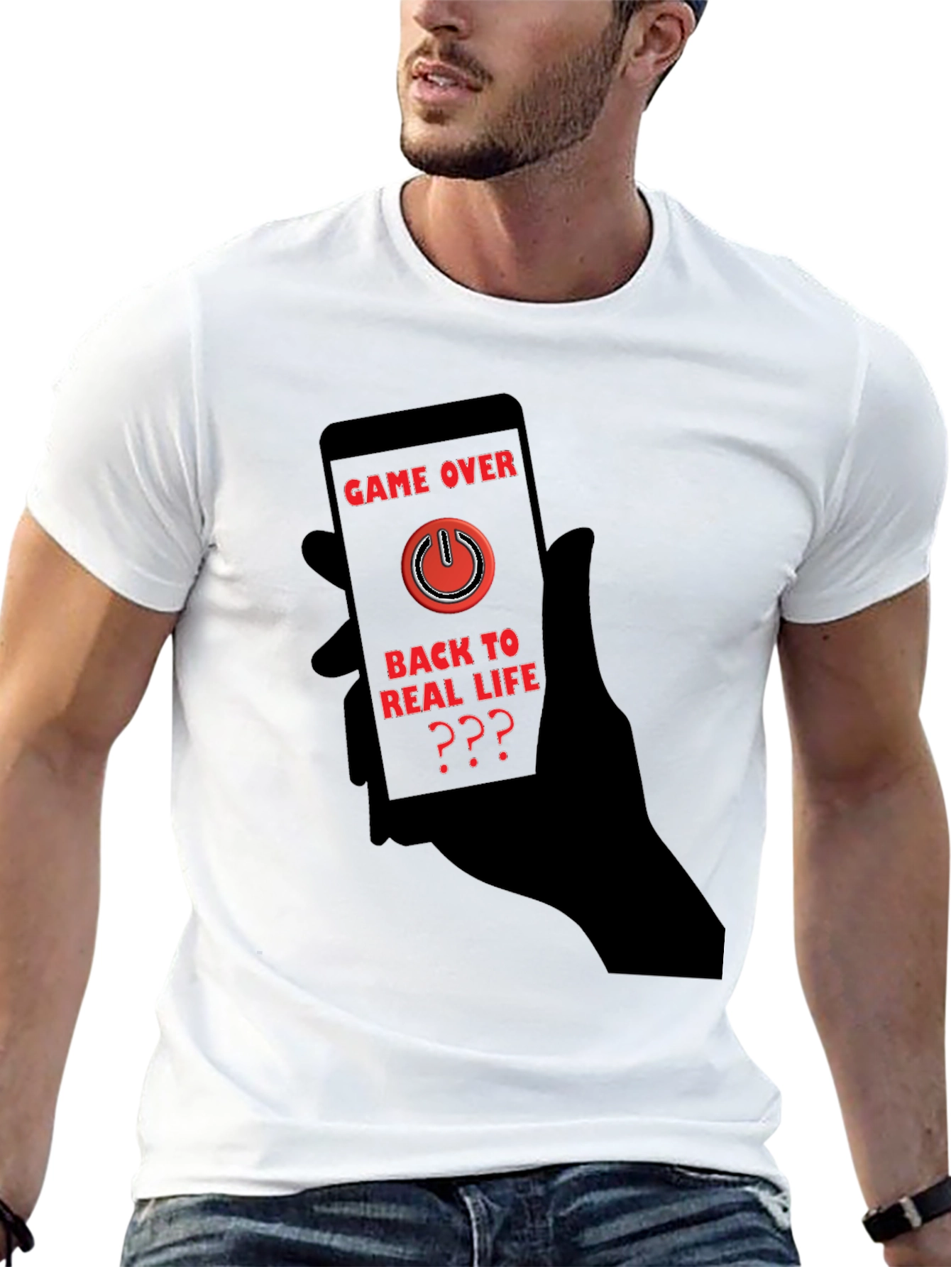 Black Game Over Black T-Shirt - Back to Real Life? view 13