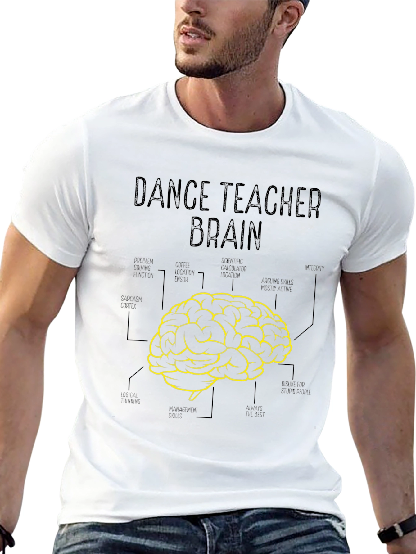 Black Dance Teacher Brain T-Shirt - Funny Teaching Gift view 13