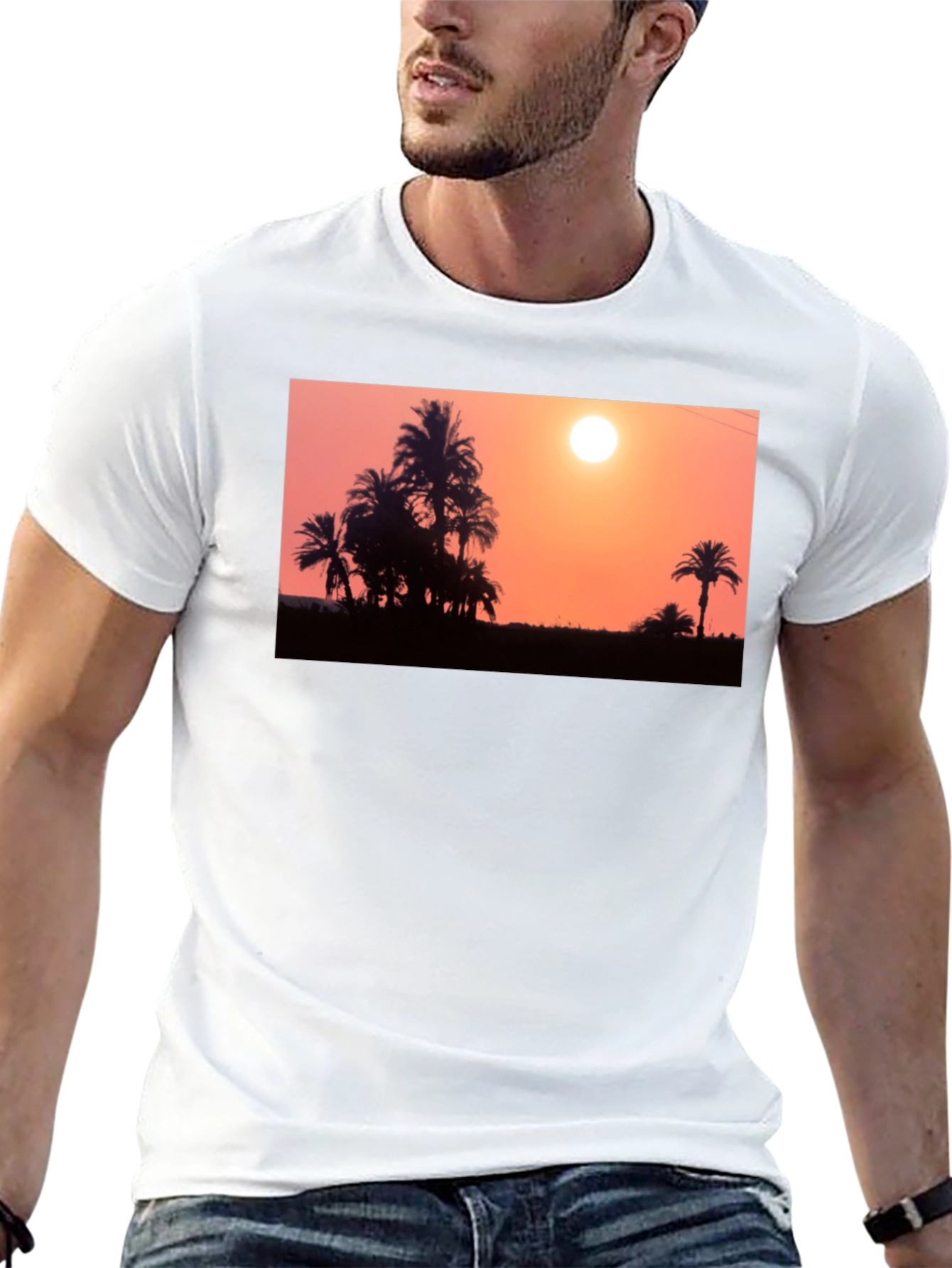 Black Sunset Palm Tree T-Shirt - Black view 13