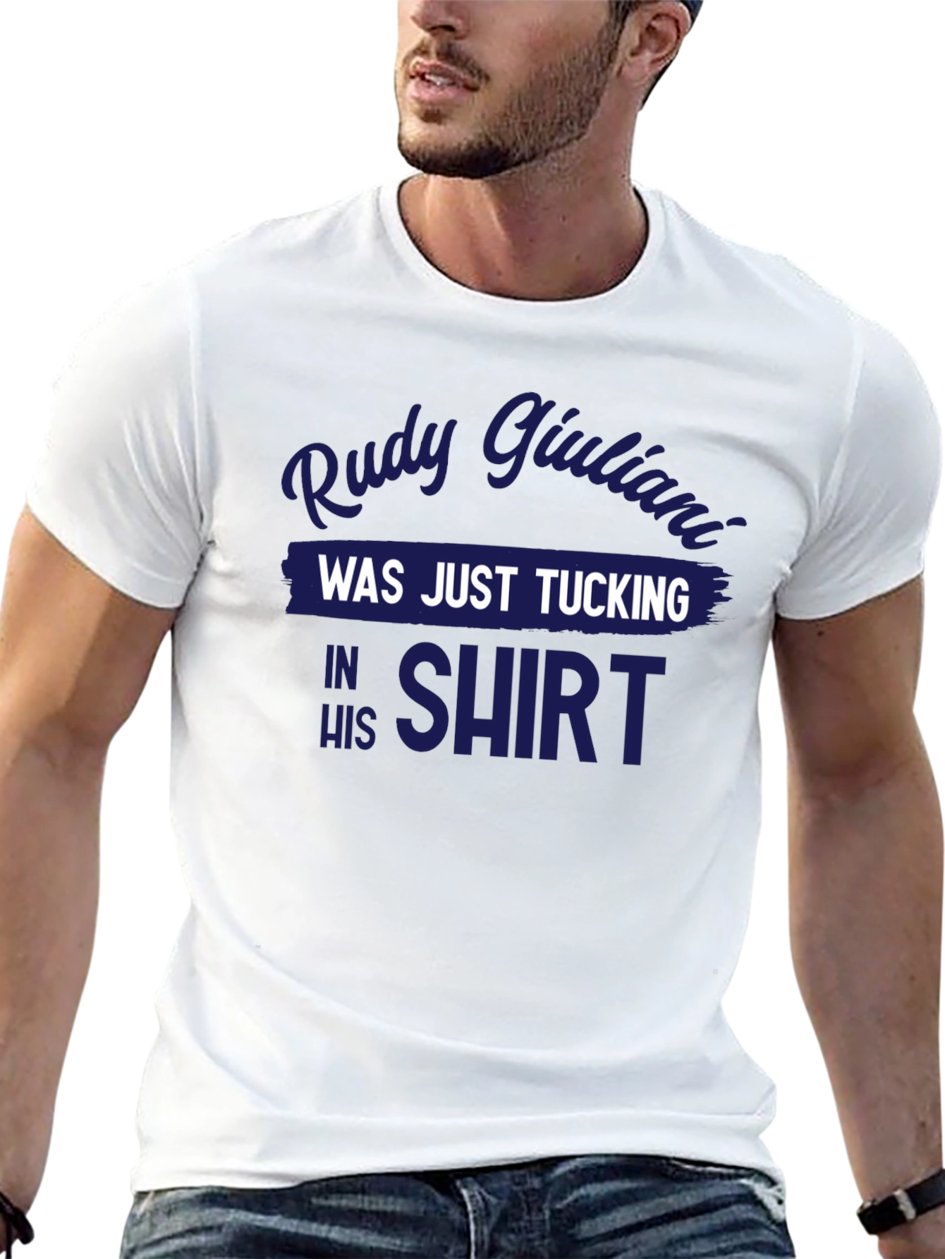 Black Rudy Giuliani Tucking Shirt Graphic Tee view 13