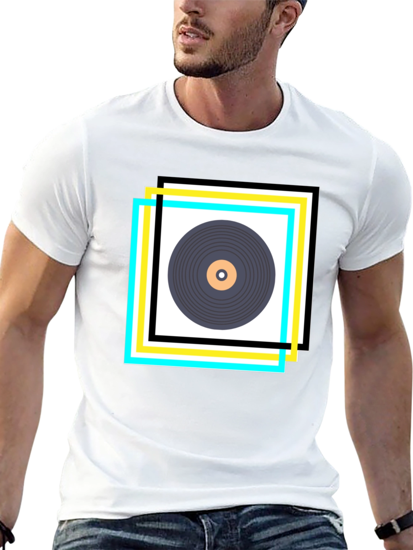 Black Retro Vinyl Record Graphic Tee view 13