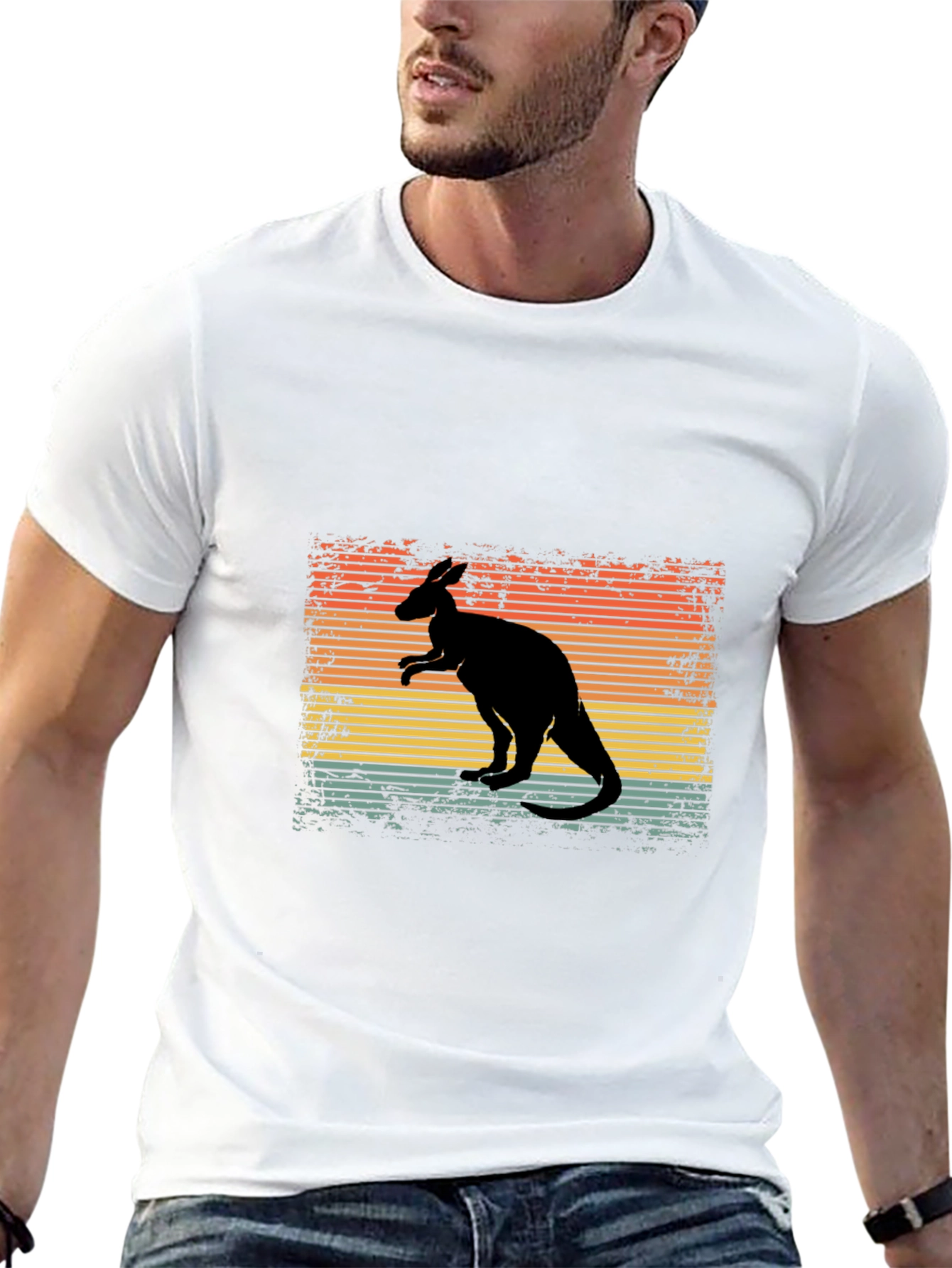 Black Retro Kangaroo Graphic T-Shirt view 13