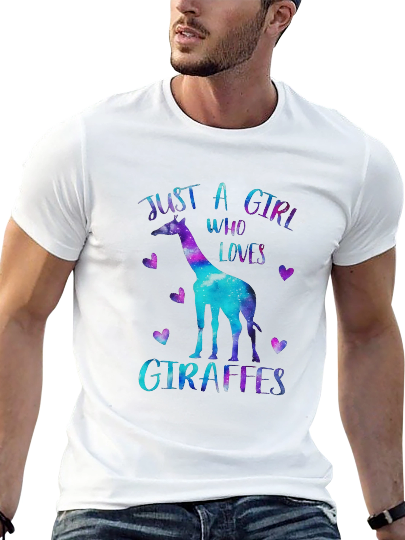 Black Just A Girl Who Loves Giraffes T-Shirt view 13