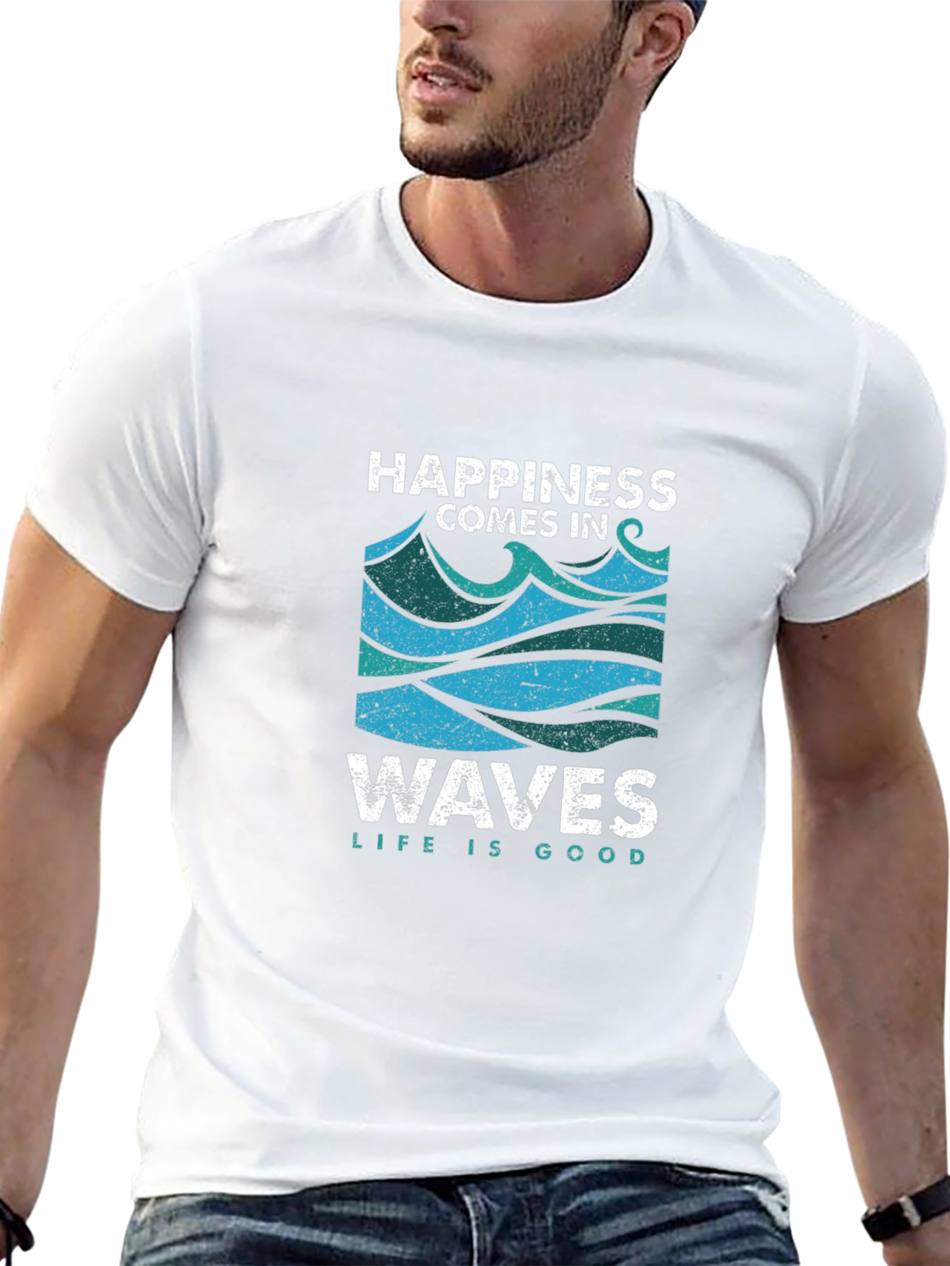 Black Happiness Comes in Waves T-Shirt - Life is Good view 13