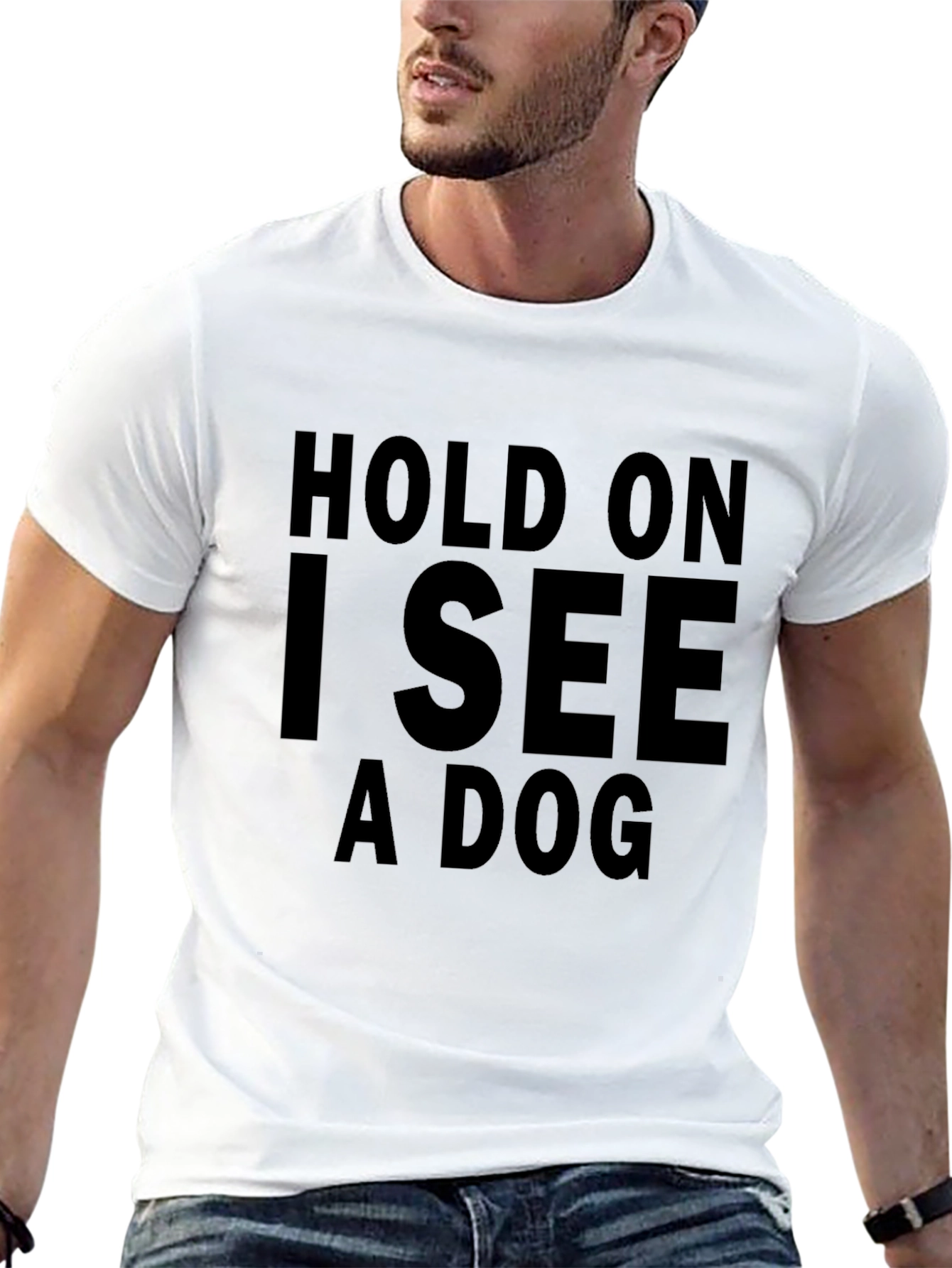 Black Hold On I See a Dog T-Shirt view 13