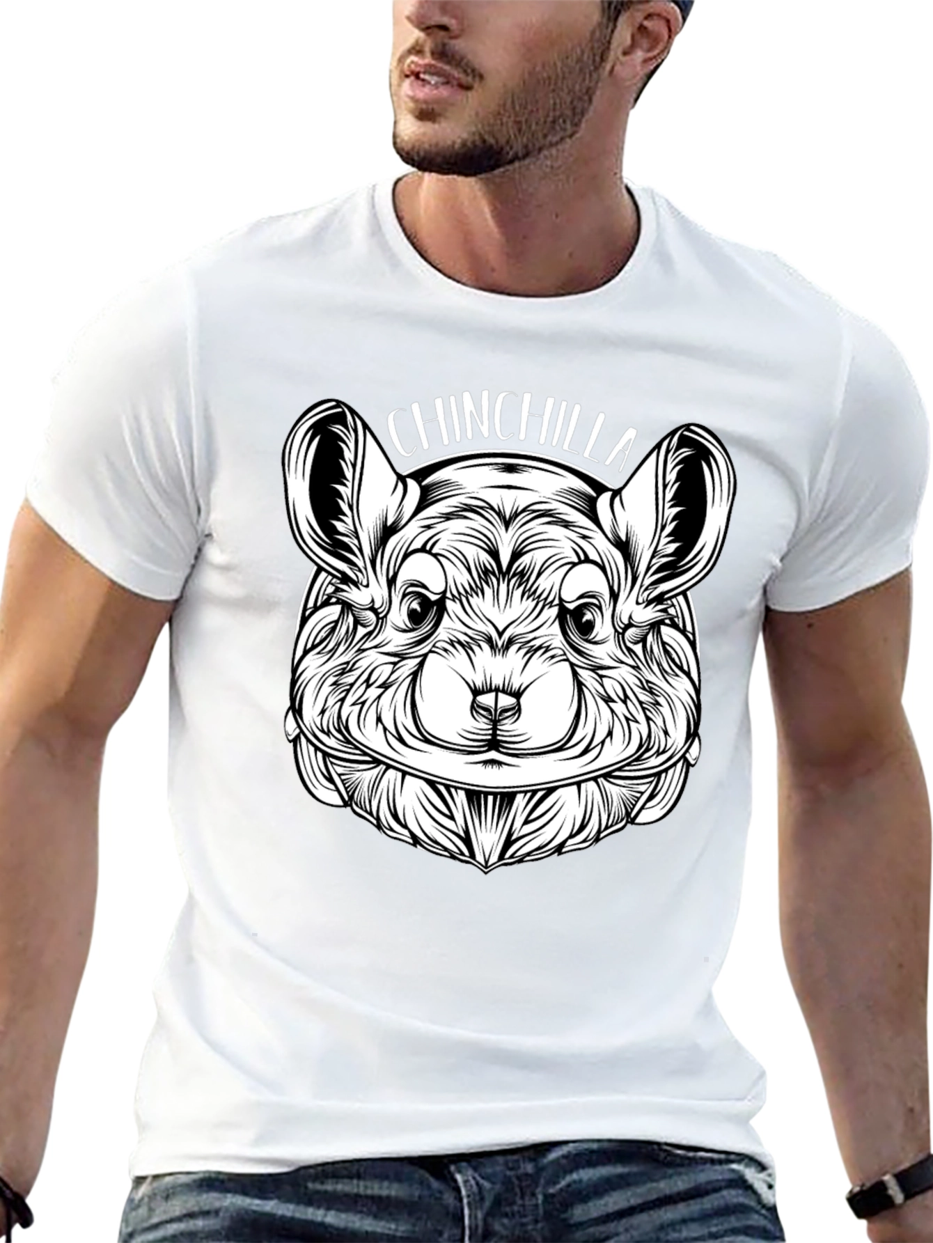 Black Chinchilla Graphic Print Crew Neck T-Shirt view 13