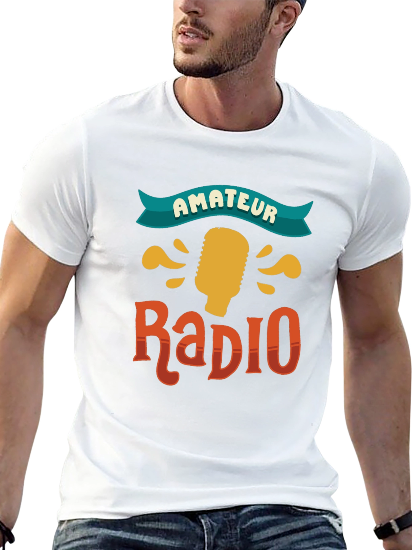 Black Amateur Radio Graphic Tee - Black Cotton T-Shirt view 13