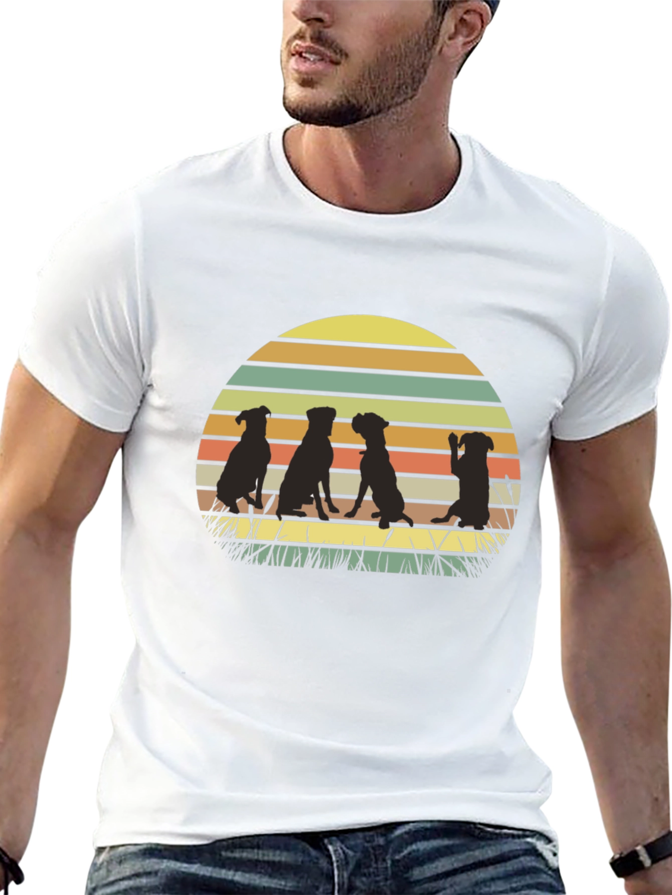 Black Dog Silhouette Sunset T-Shirt view 13