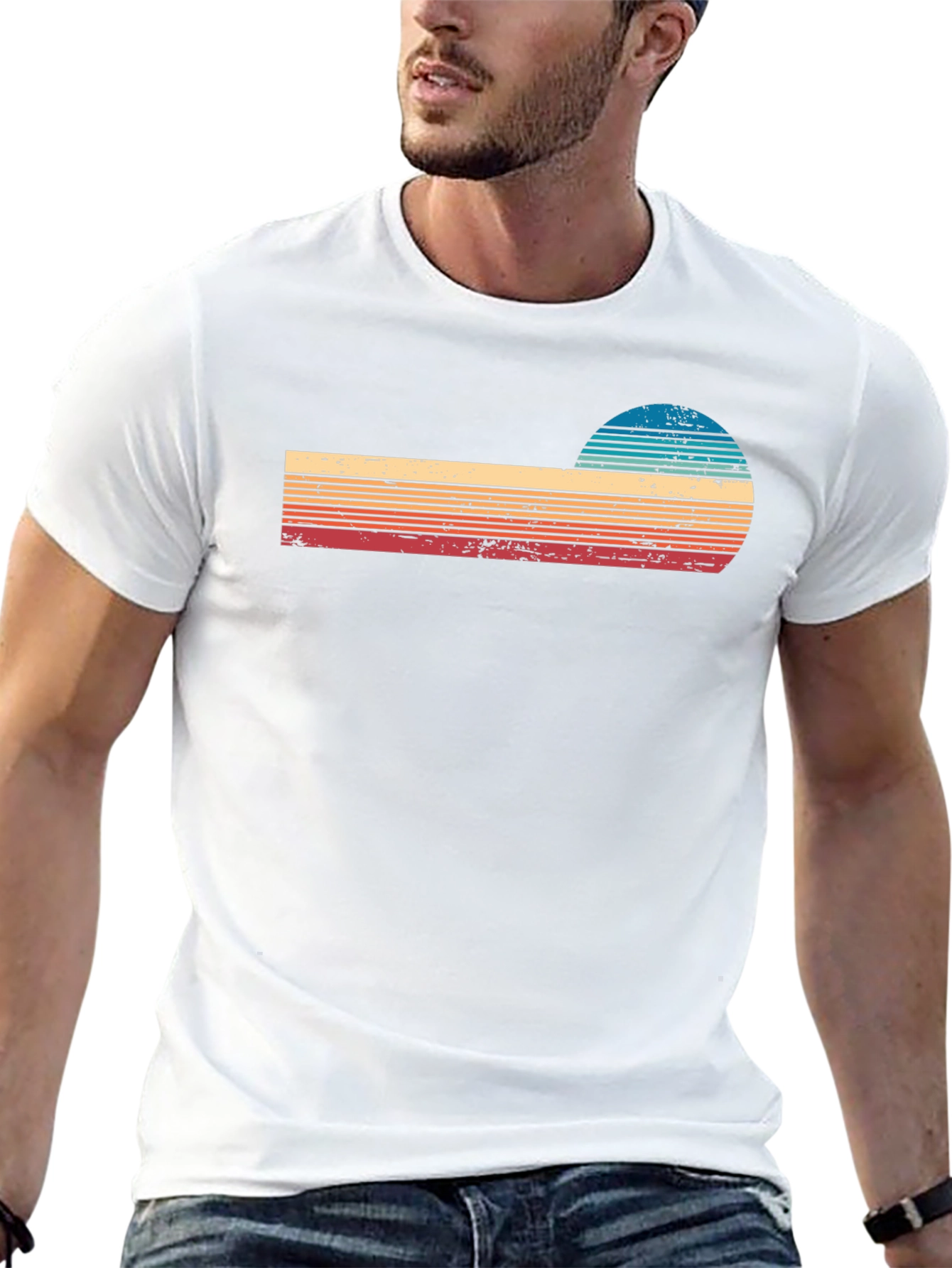 Black Retro Sunset Graphic T-Shirt view 13