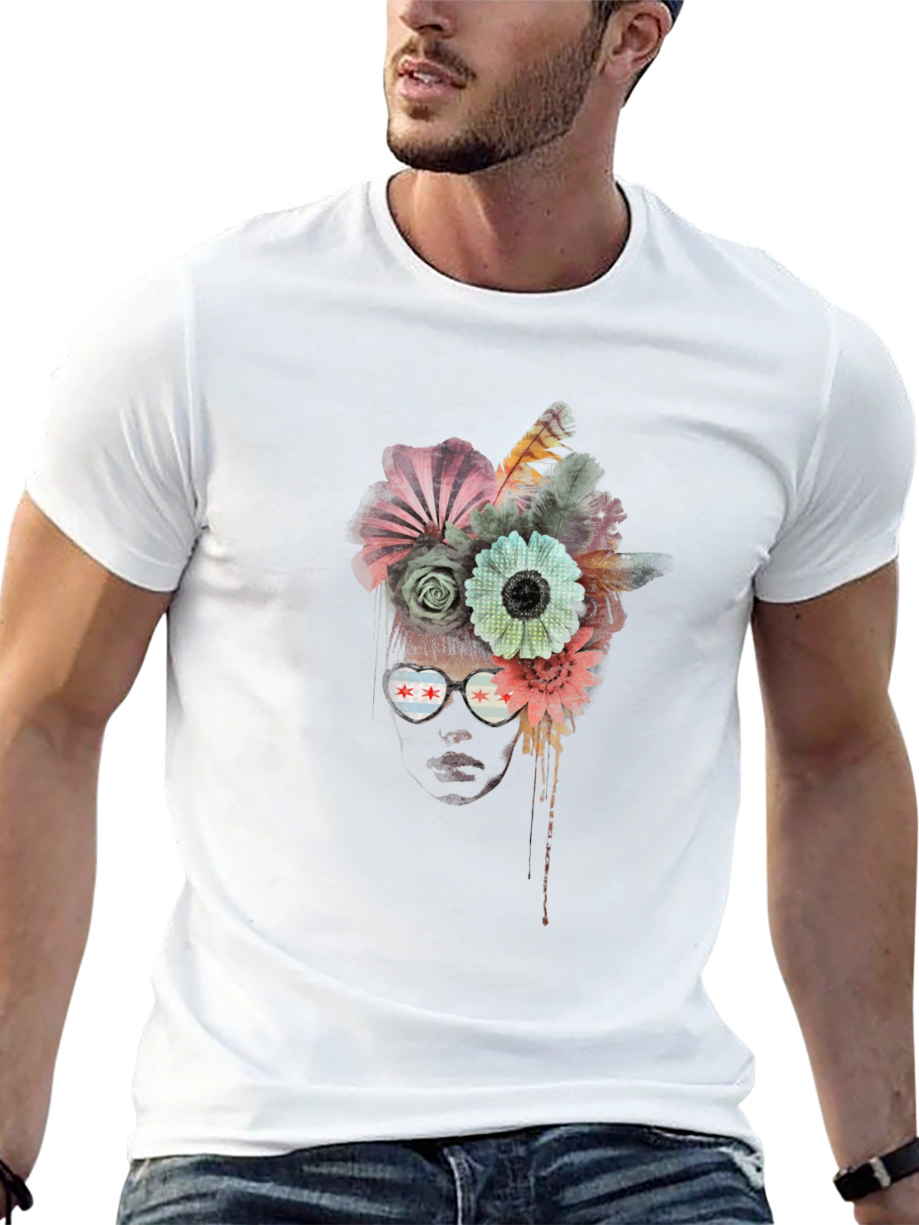 Black Floral Head Chicago T-Shirt view 13
