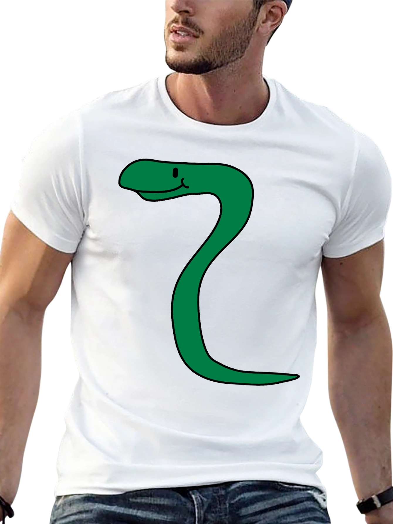 Black Funny Snake Cartoon Black T-Shirt view 13