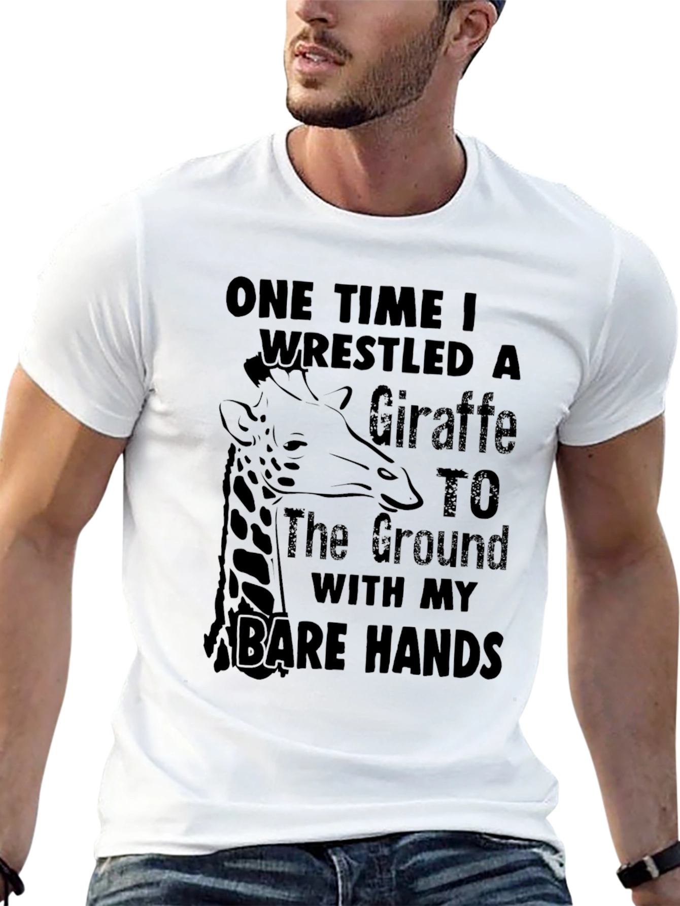 Black Giraffe Wrestler T-Shirt - Funny Graphic Tee view 13