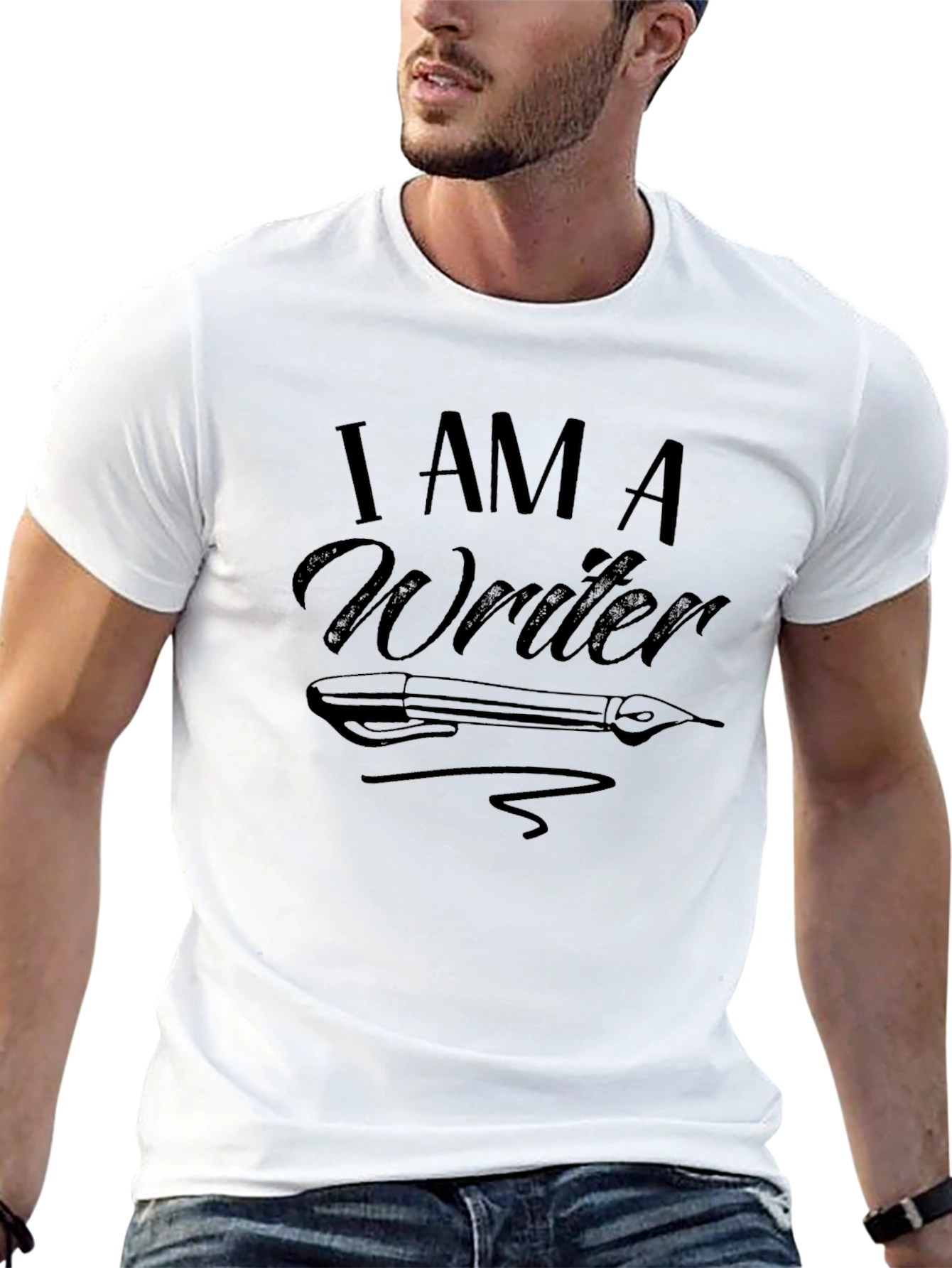 Black I AM A Writer T-Shirt - Black Novelty Tee view 13