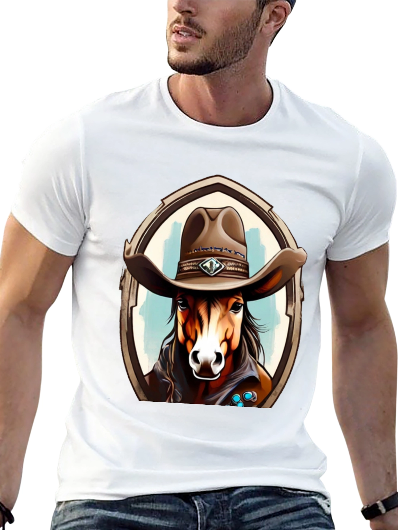 Black Cowboy Horse Graphic Tee - Stylish Western T-Shirt view 13