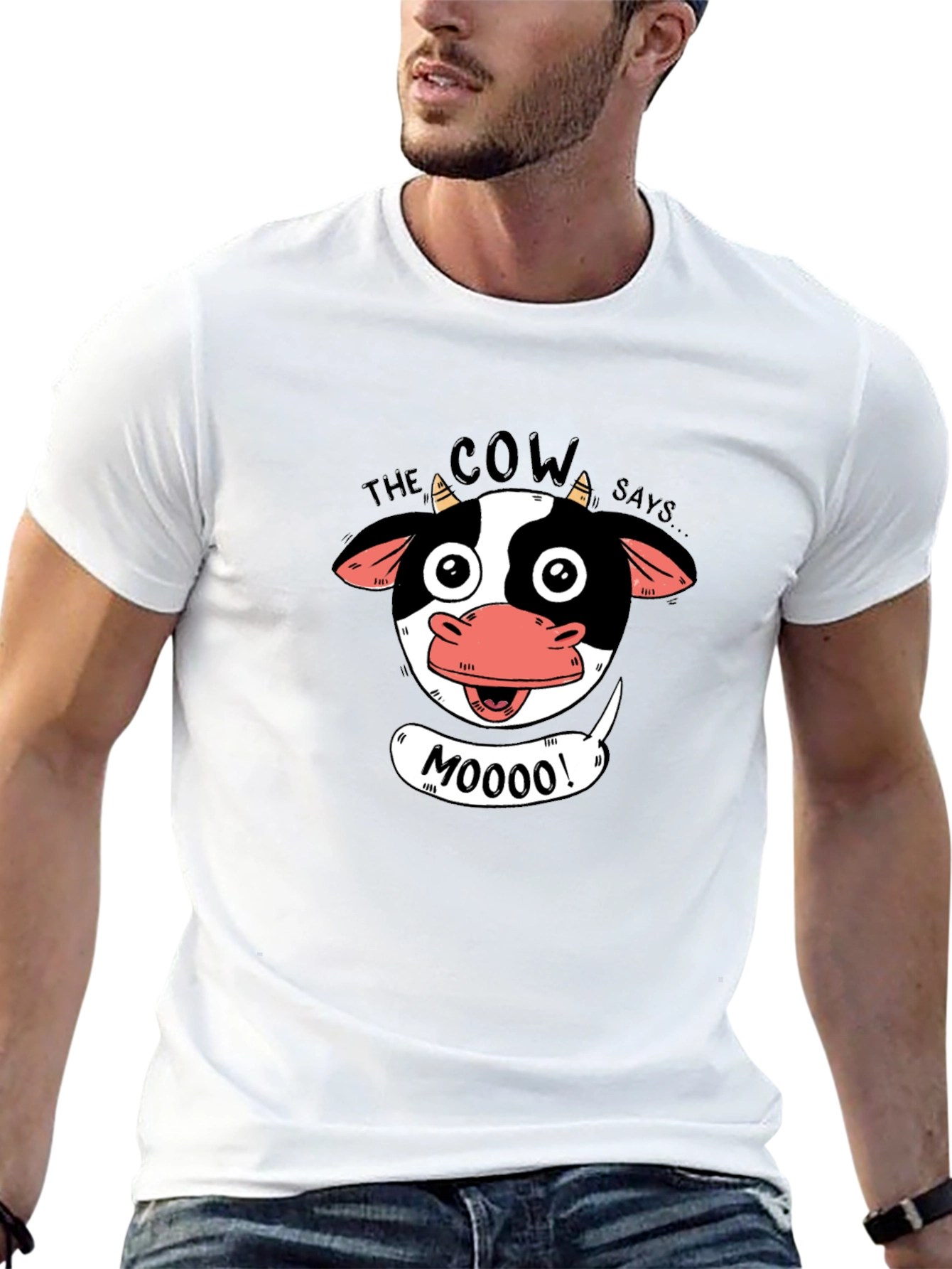 Black The Cow Says Moo T-Shirt - Black Graphic Tee view 13