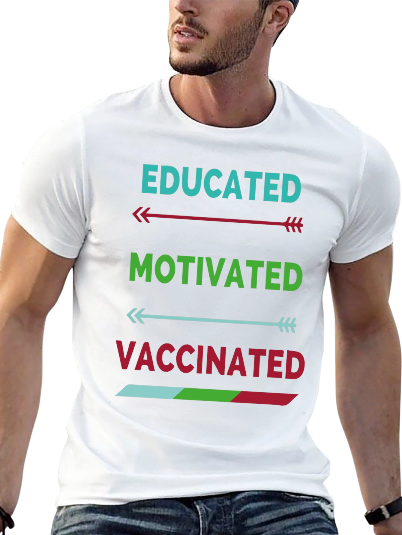 Black Educated Motivated Vaccinated T-Shirt view 13