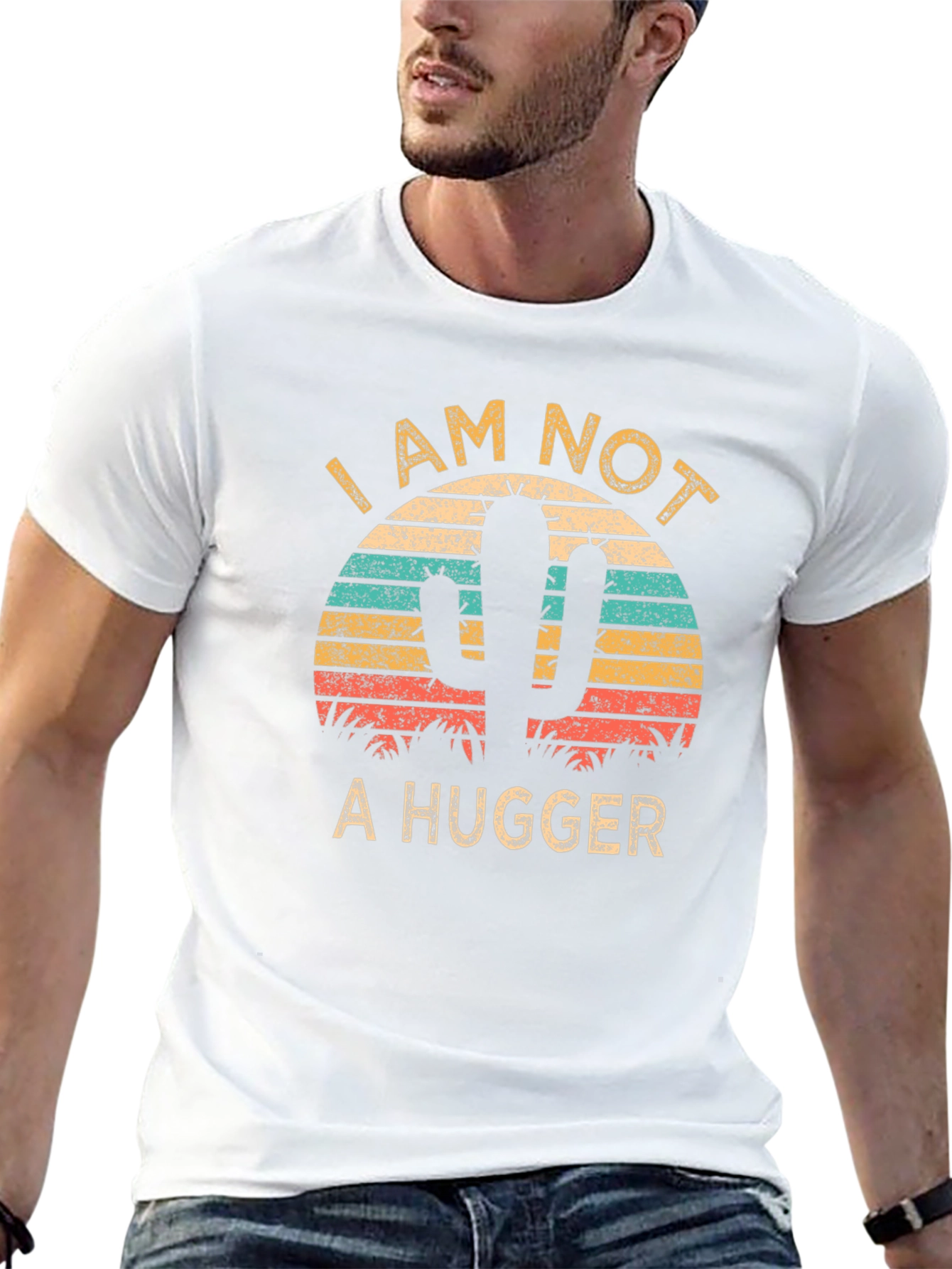 Black I am Not a Hugger Cactus Graphic T-Shirt view 13