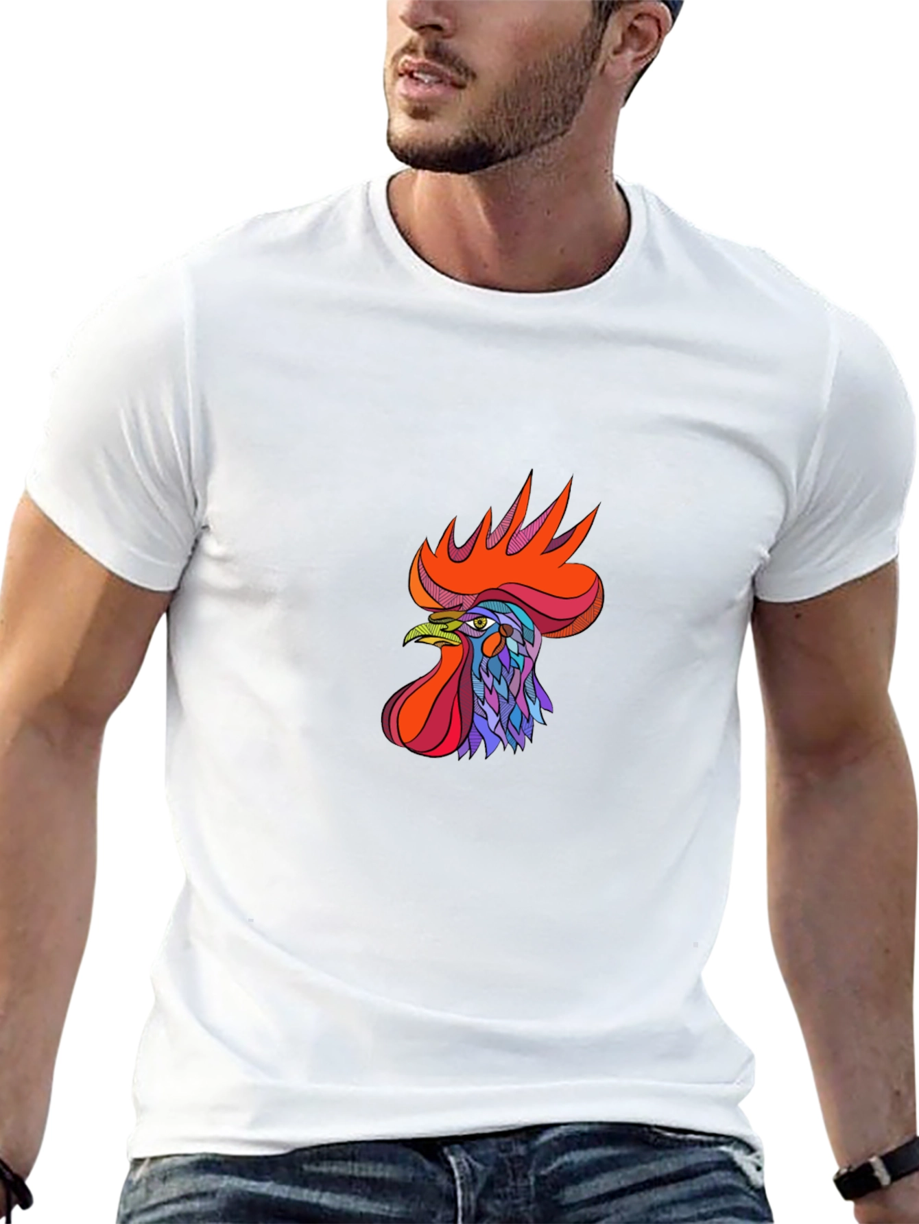 Black Rooster Graphic Tee - Bold & Stylish Black T-Shirt view 13