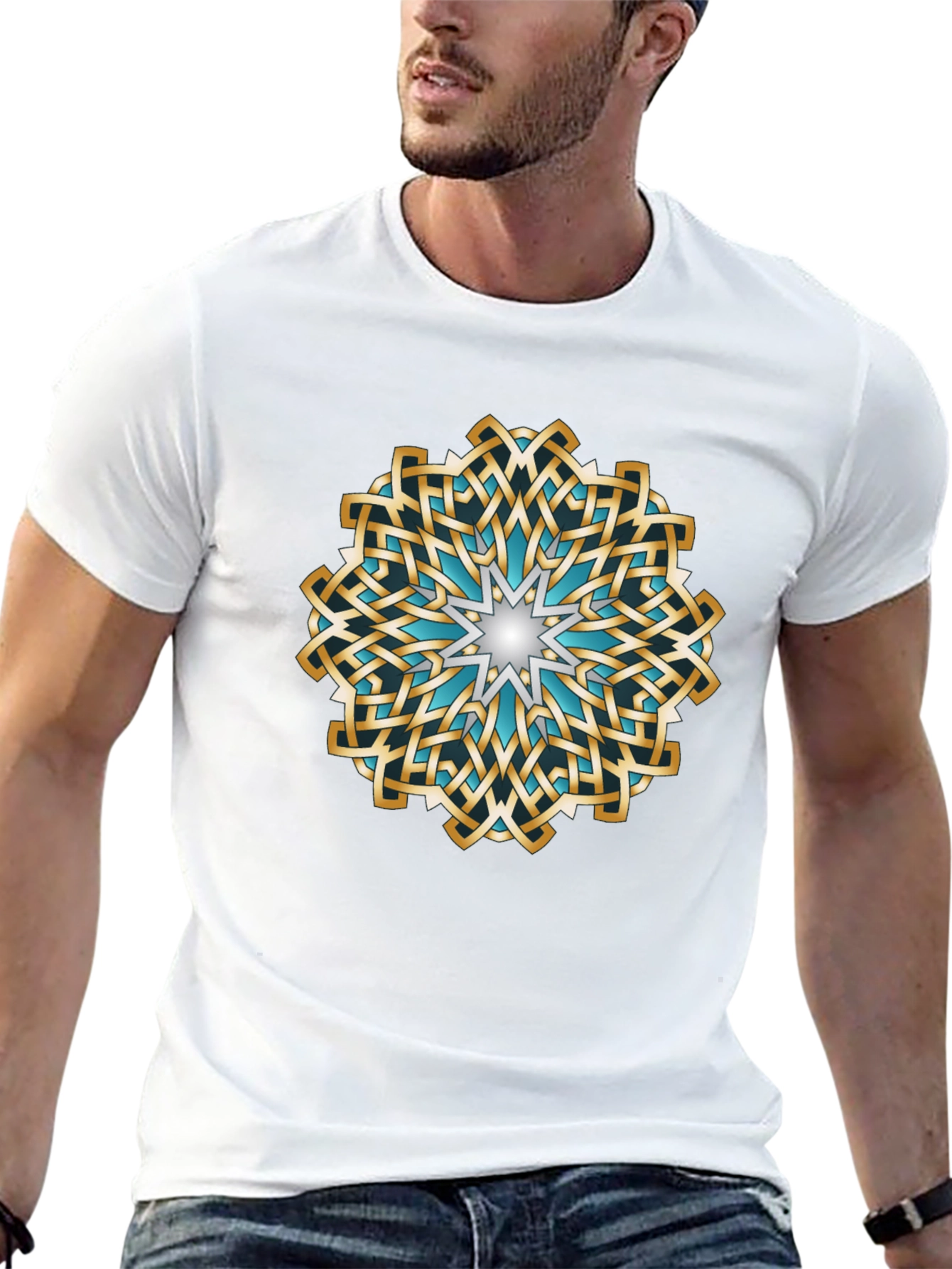 Black Intricate Knotwork Mandala Graphic T-Shirt view 13