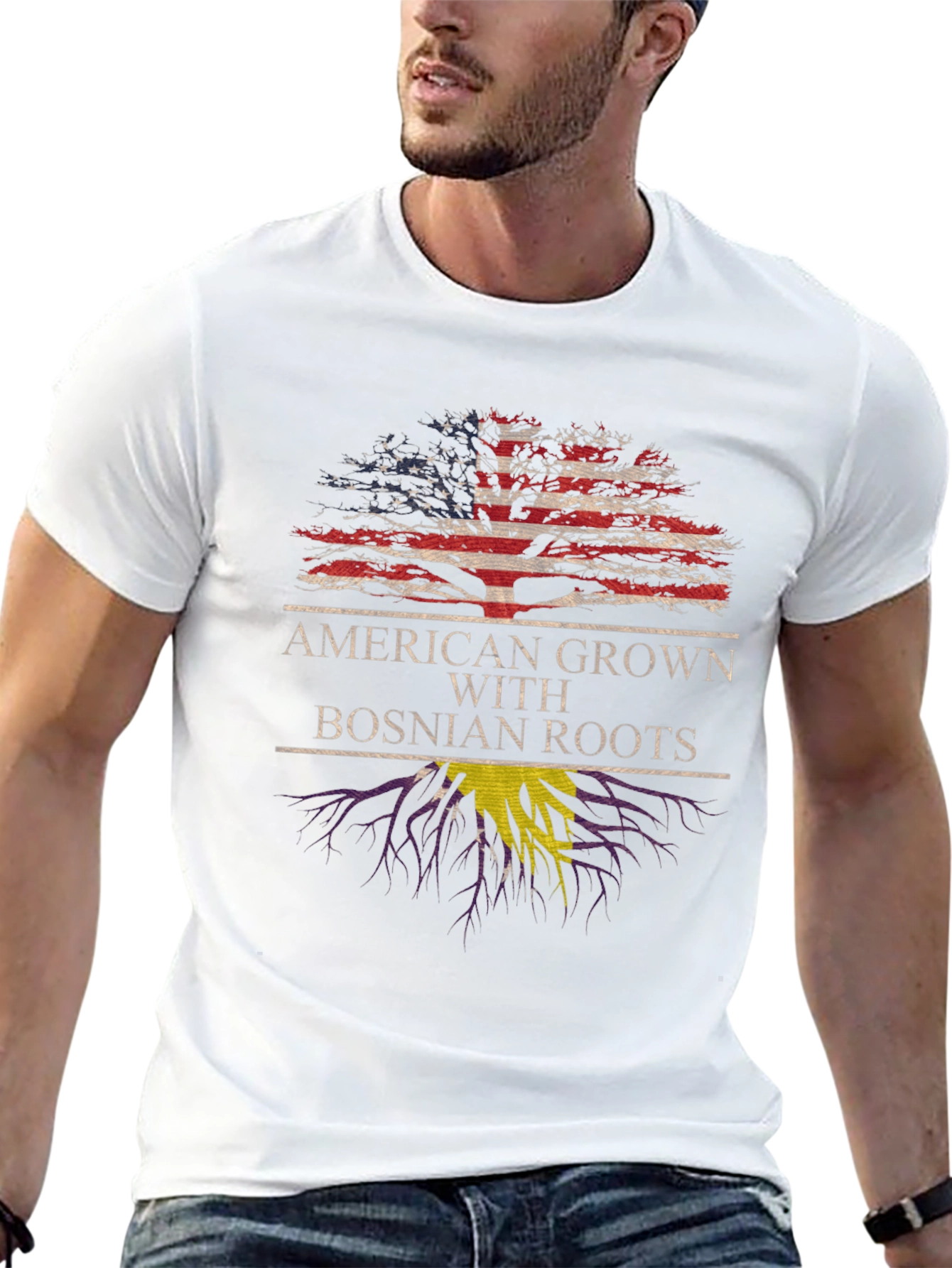 Black American Grown Bosnian Roots T-Shirt view 13