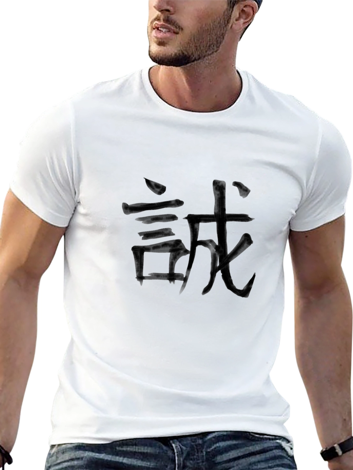 Black Black T-Shirt with Kanji Design view 13