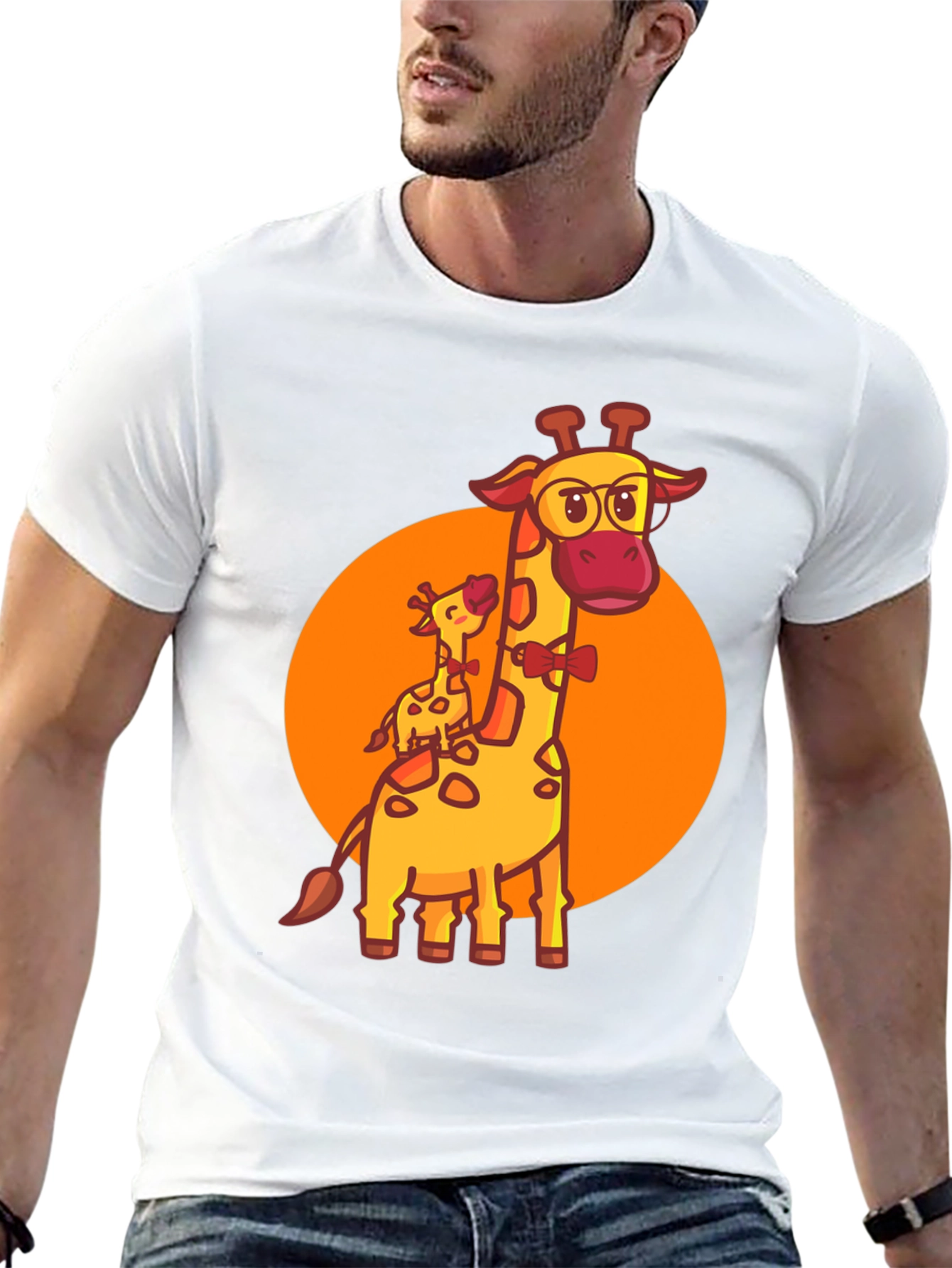 Black Giraffe Family T-Shirt: Cute Cartoon Animal Graphic Tee view 13