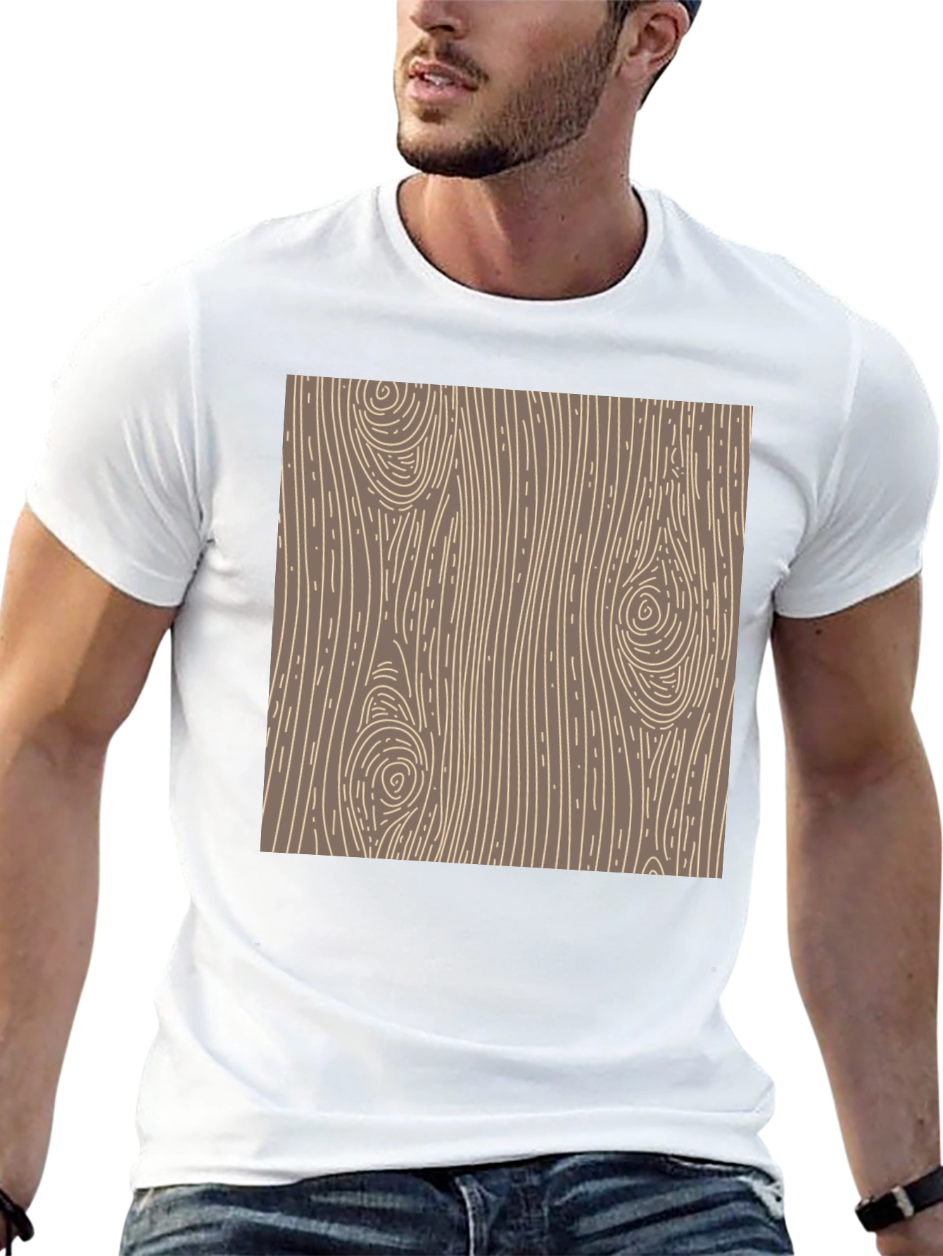 Black Wood Grain Graphic Tee - Classic Style view 13