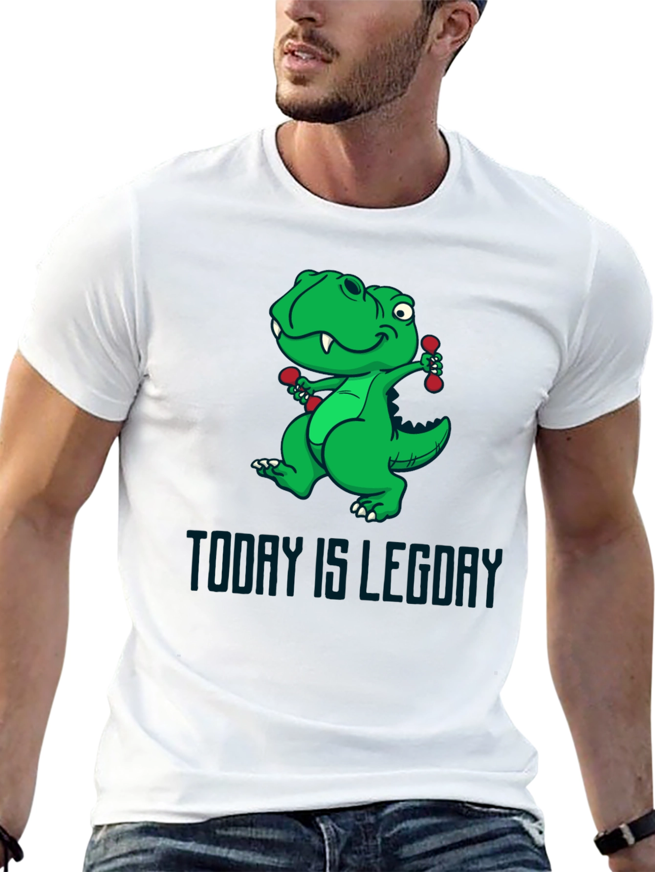 Black Dino Leg Day T-Shirt - Funny Workout Tee view 13