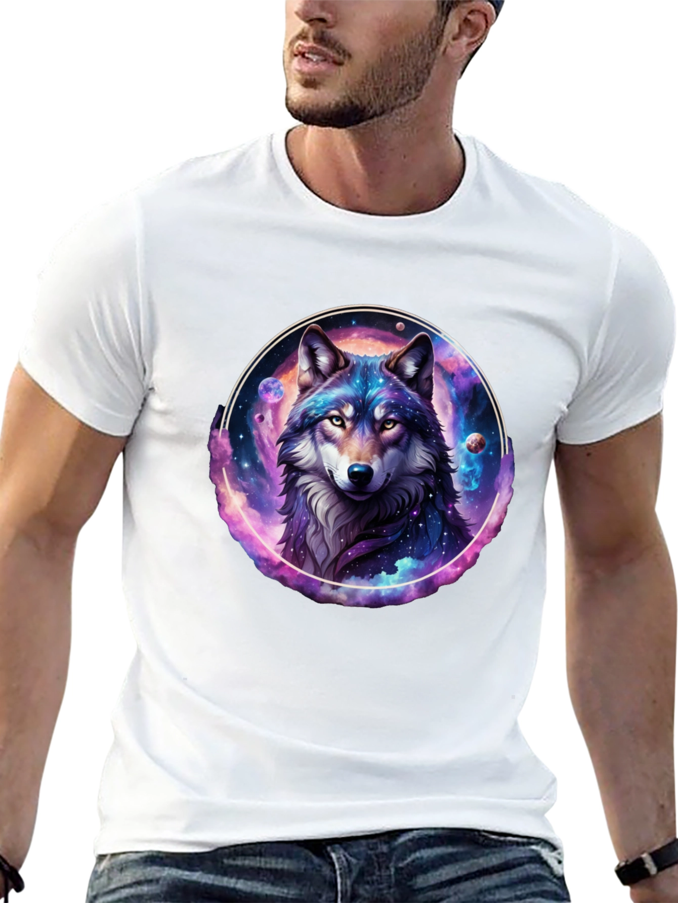 Black Cosmic Wolf Graphic Tee - Black T-Shirt view 13