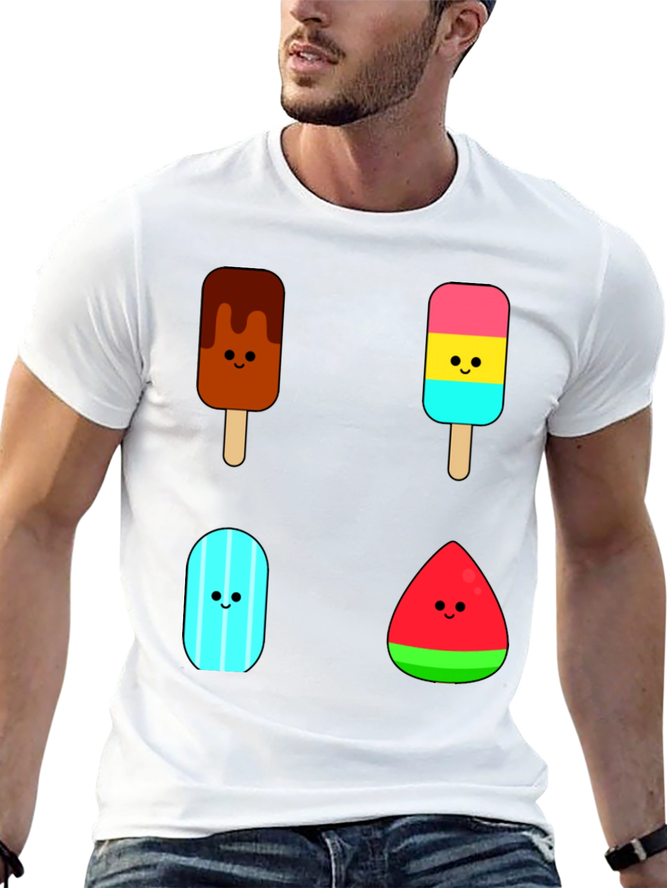 Black Cute Ice Cream Pops Graphic Tee - Black T-Shirt view 13
